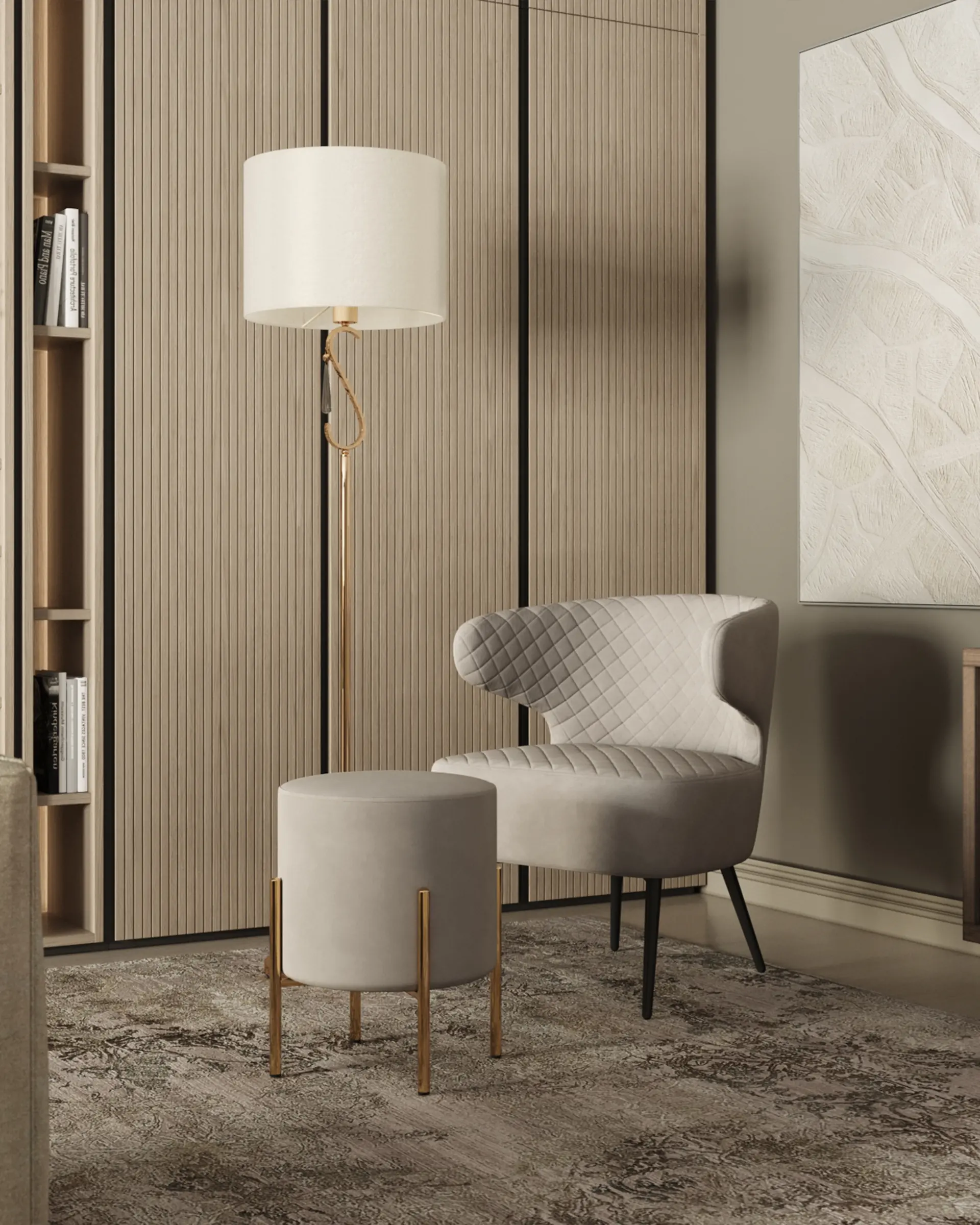 Торшер Moderli V10557-1F Caramel с абажуром из ткани в классическом стиле