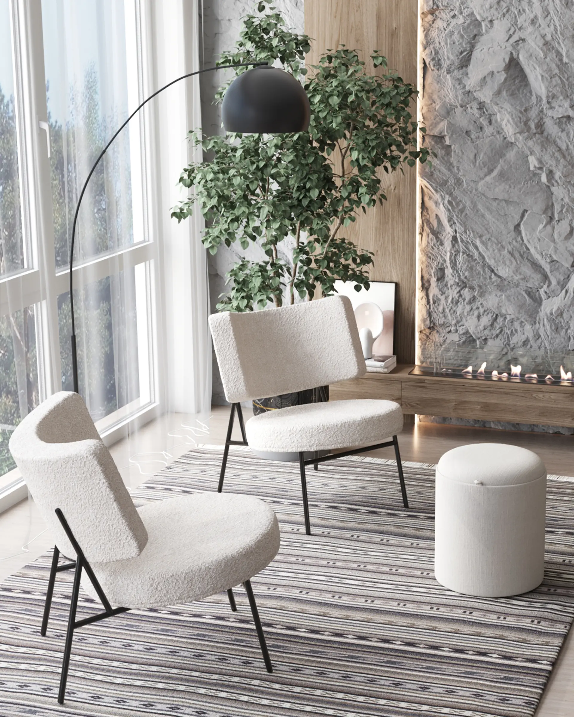 Мини-кресло District Lounge букле белый