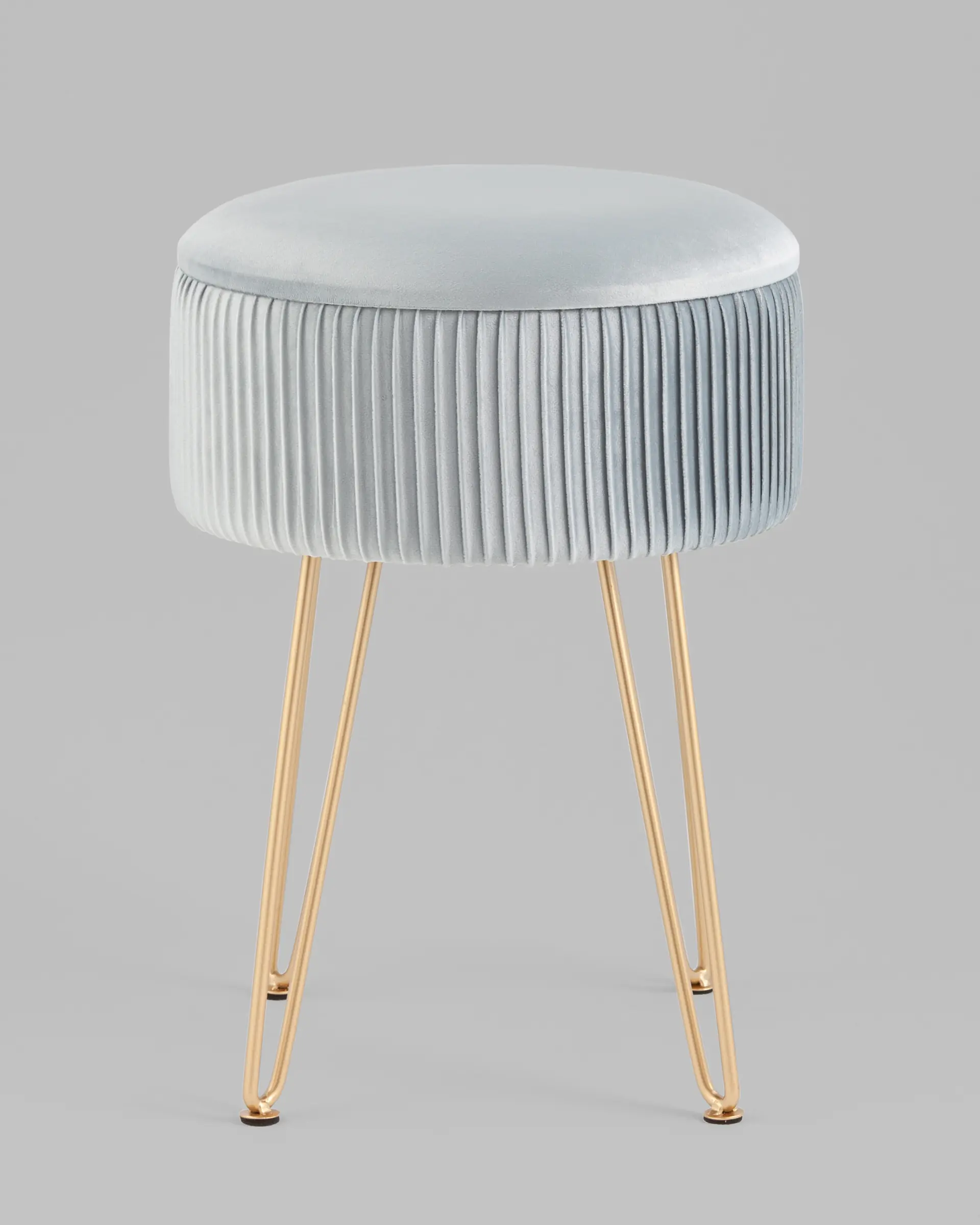 Пуф-столик Астор светло-голубой на высоких золотых ножках