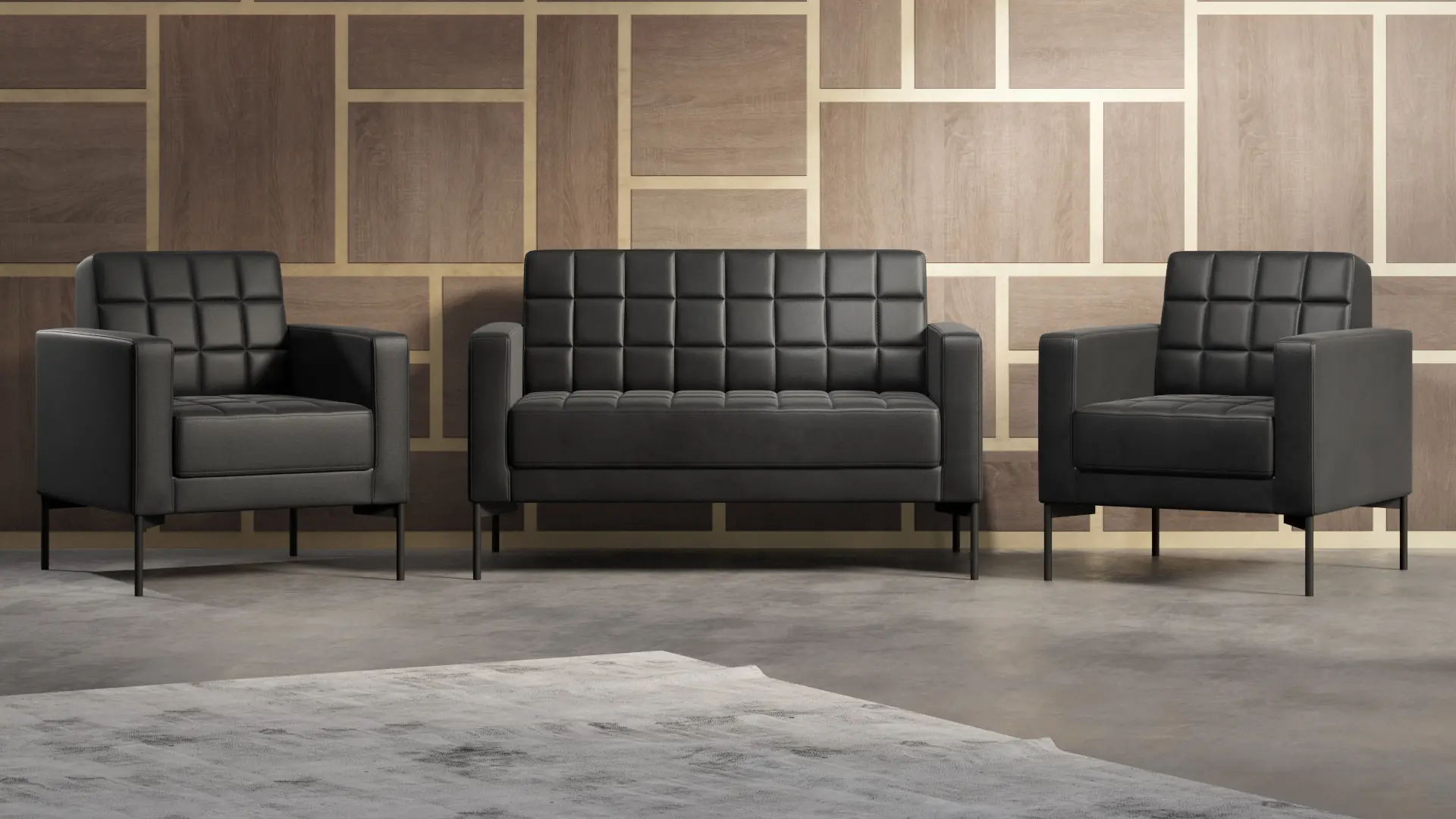 Диван с подлокотниками двухместный Shoko экокожа черная