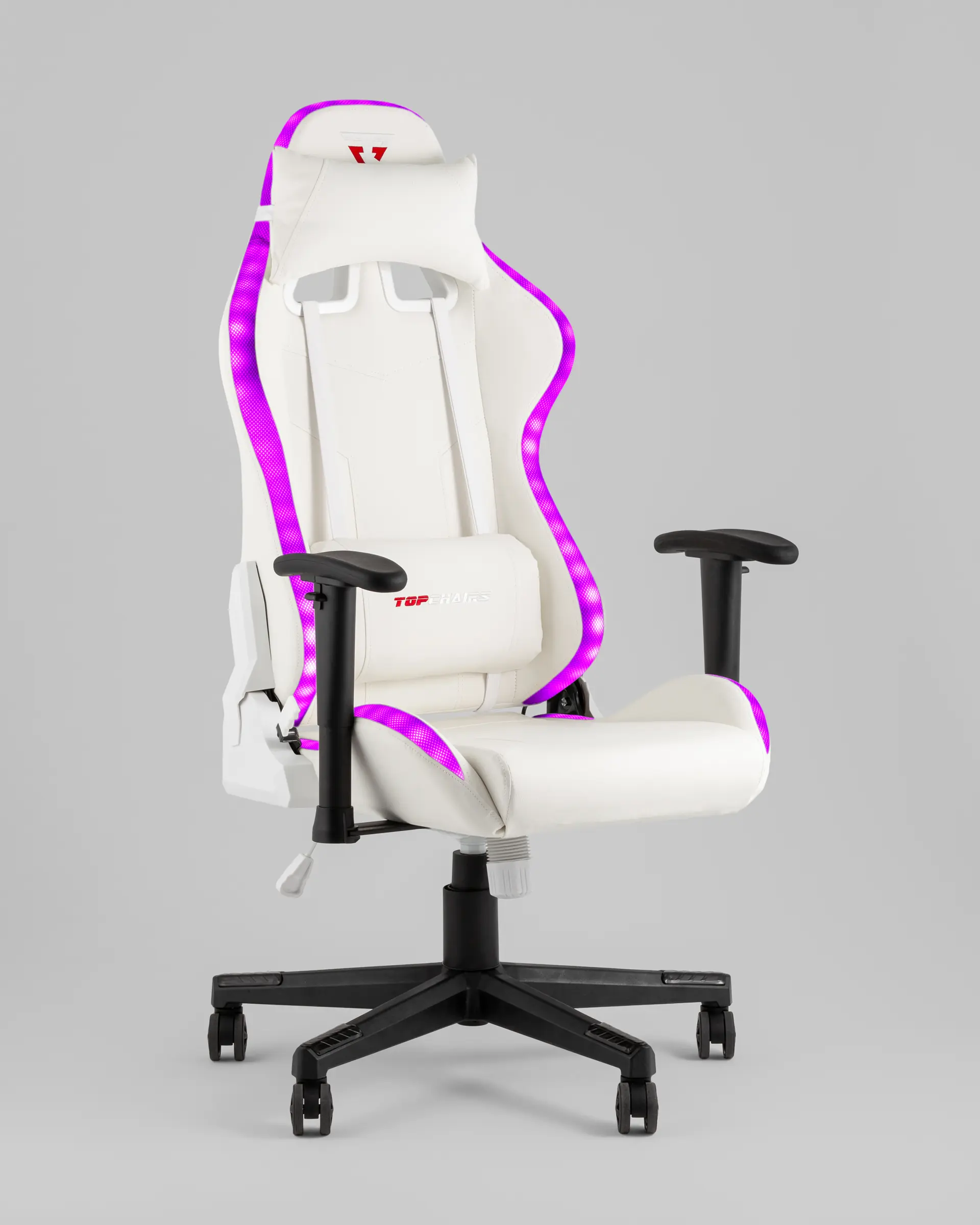 Кресло спортивное с подсветкой TopChairs GMM-080 белый на черной базе
