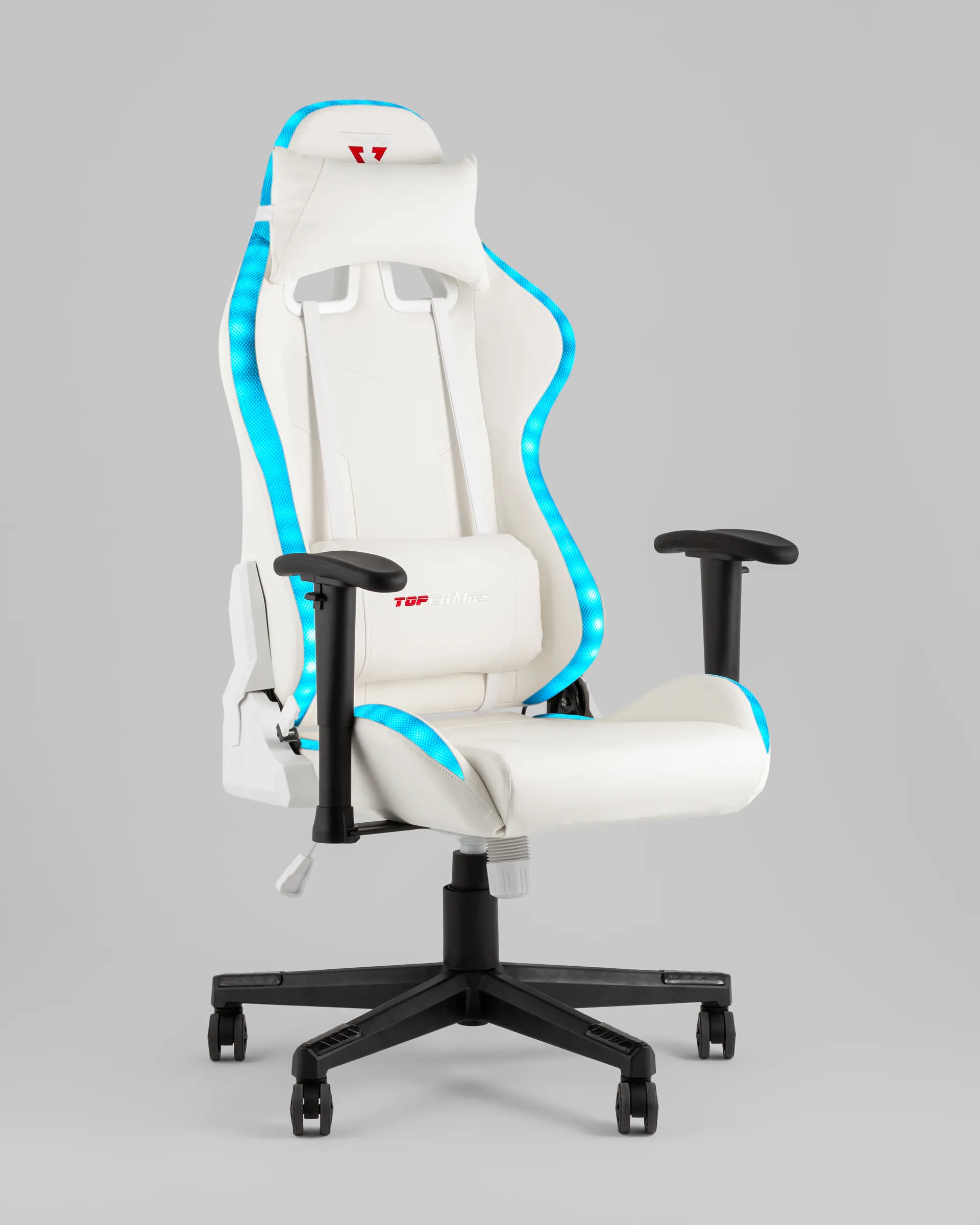 Кресло спортивное с подсветкой TopChairs GMM-080 белый на черной базе