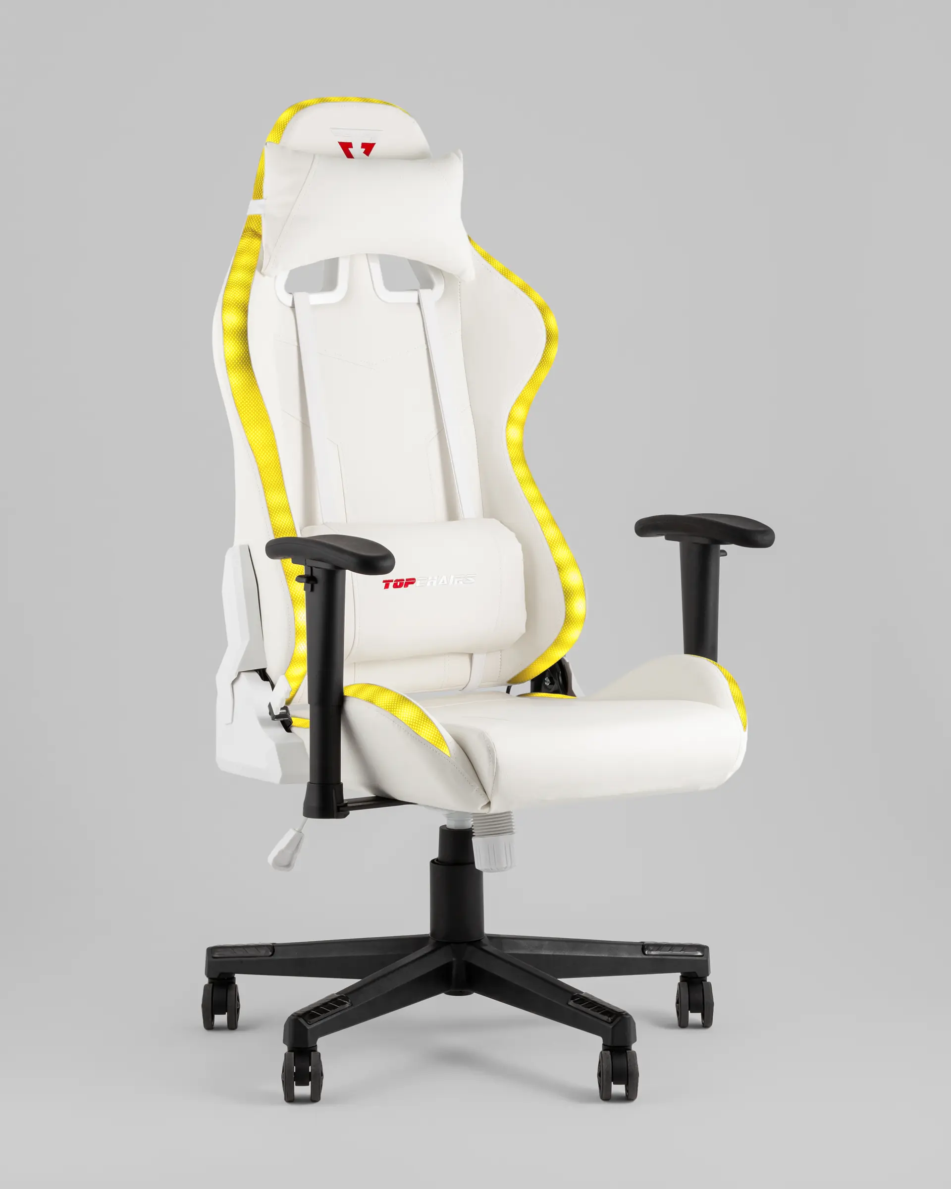 Кресло спортивное с подсветкой TopChairs GMM-080 белый на черной базе