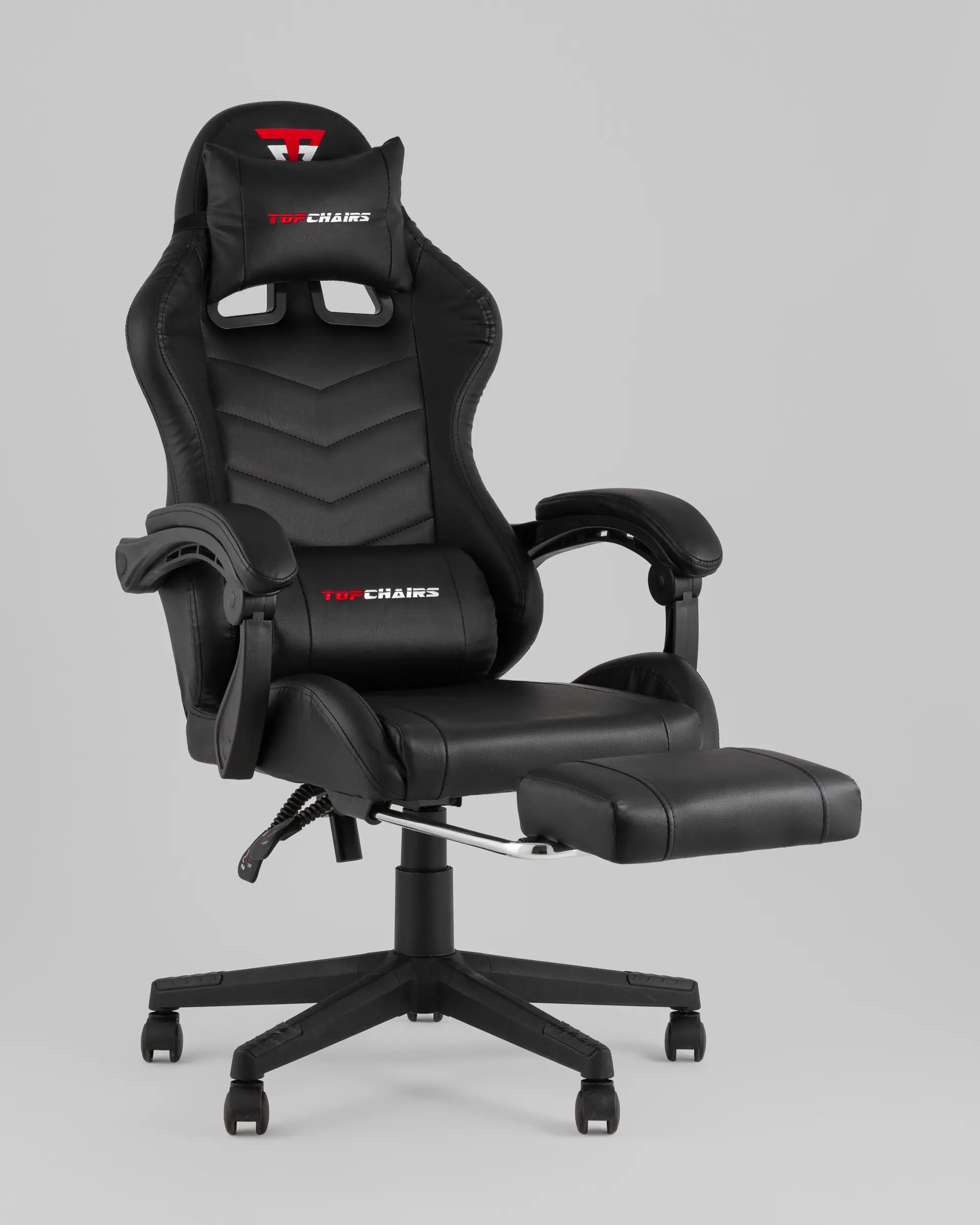 Кресло спортивное TopChairs Prophet с оттоманкой черный
