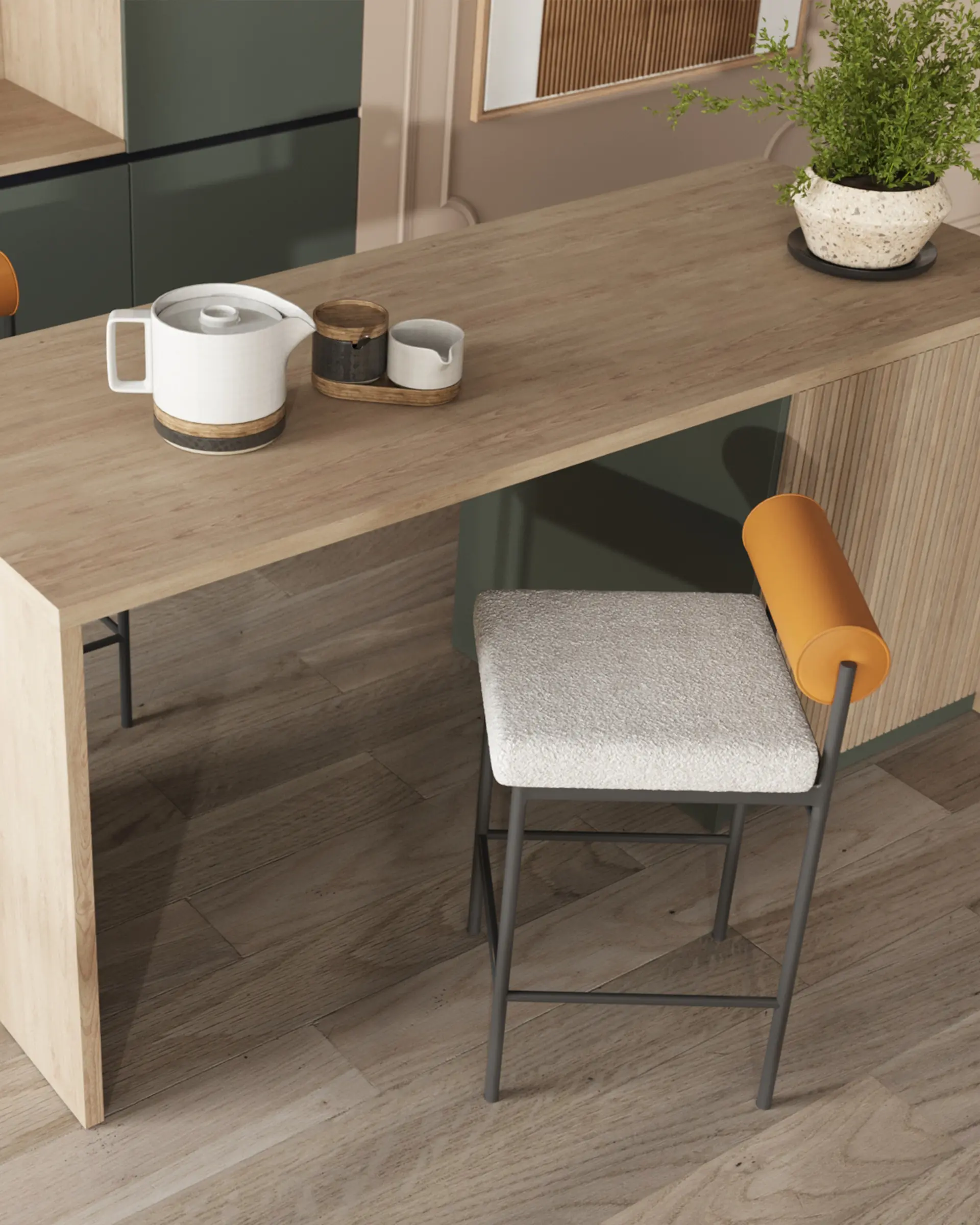 Стул полубарный Балла бежевый на металлических ножках