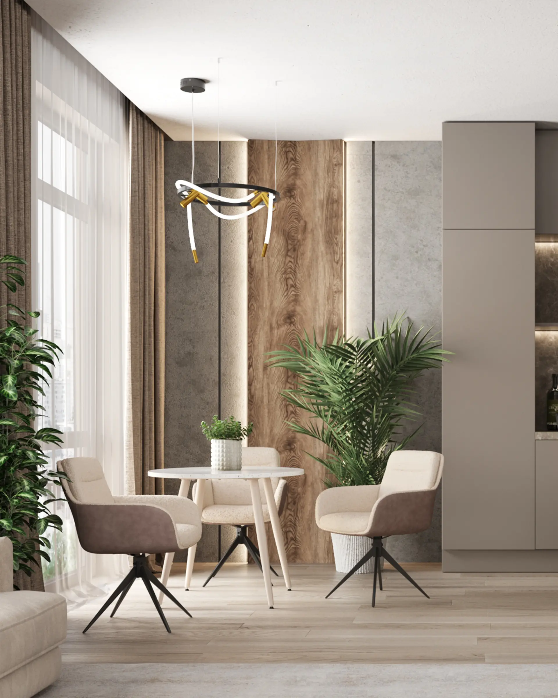 Стул обеденный Waldo молочный c бежевой экокожей