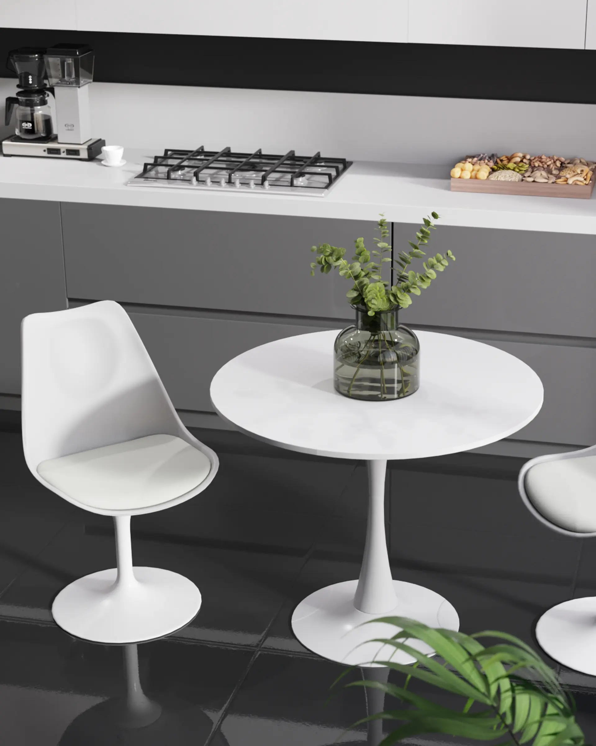 Стол Tulip D80 белый круглый на одной ножке