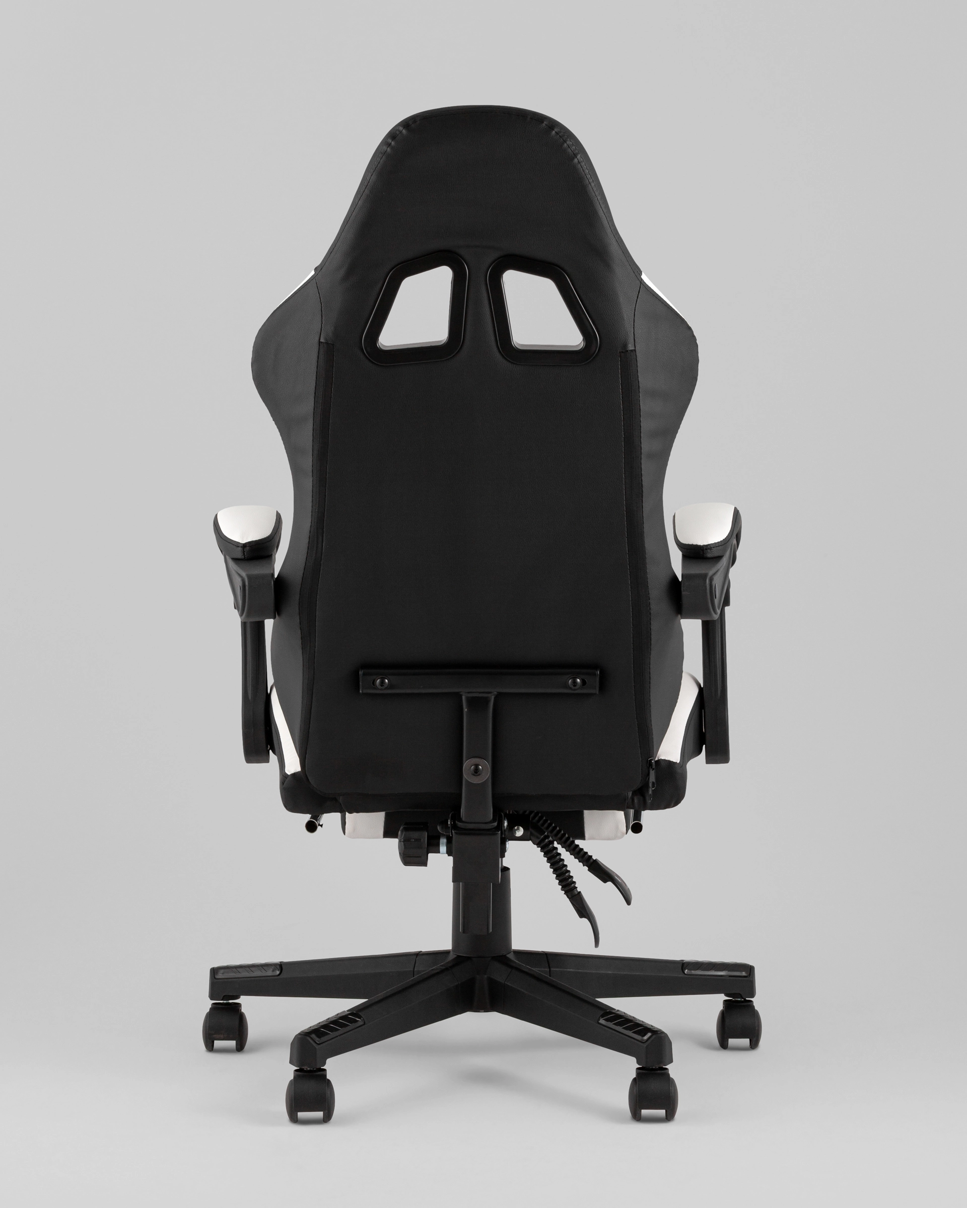 Кресло спортивное TopChairs Prophet с оттоманкой черно-белый