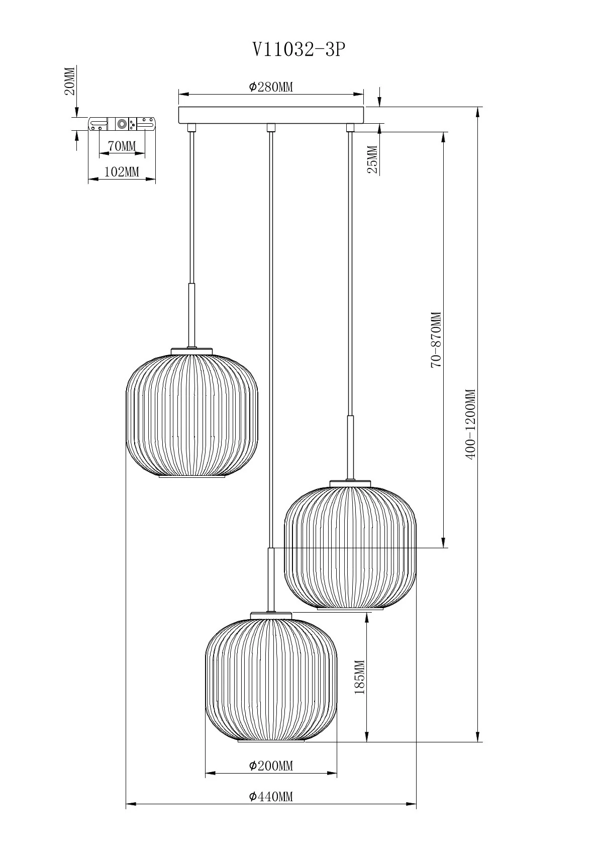 Светильник подвесной Moderli V11032-3P Ivory
