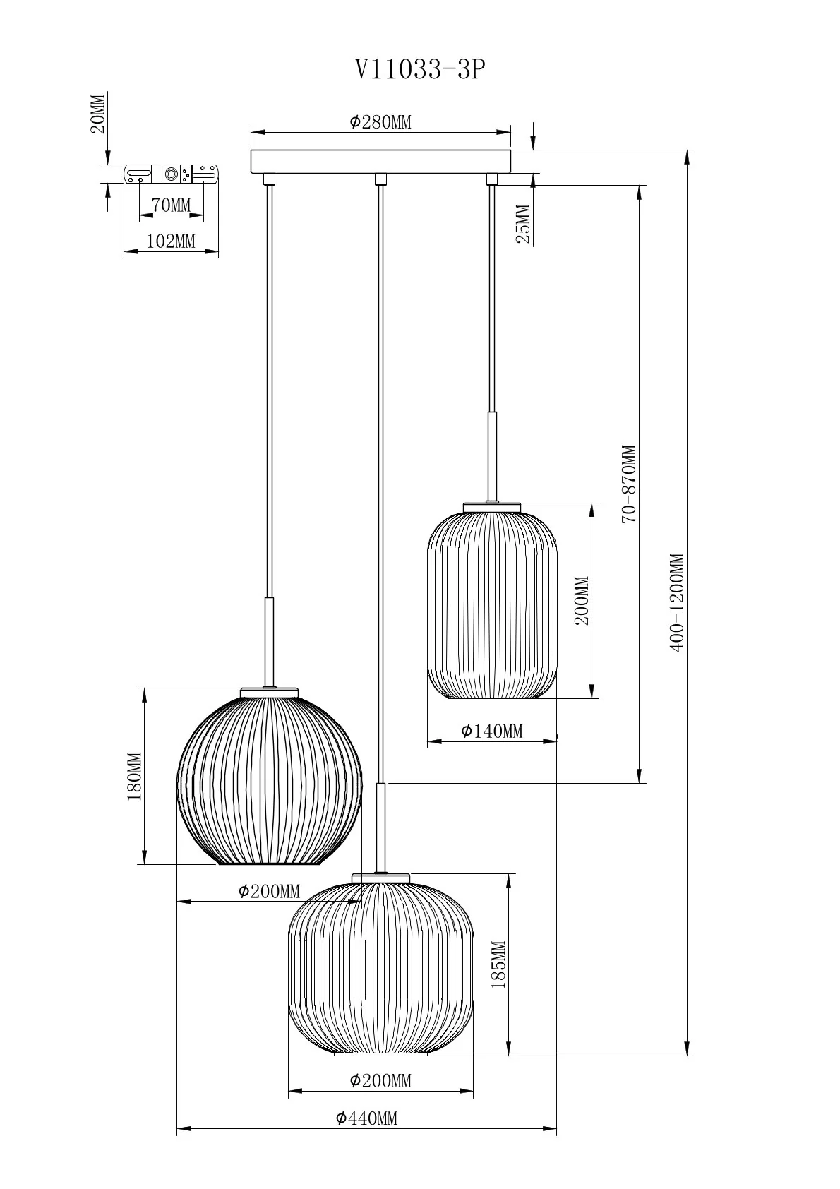 Светильник подвесной Moderli V11033-3P Ivory