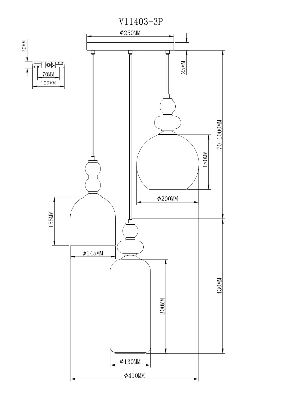 Светильник подвесной Moderli V11403-3P Tamina