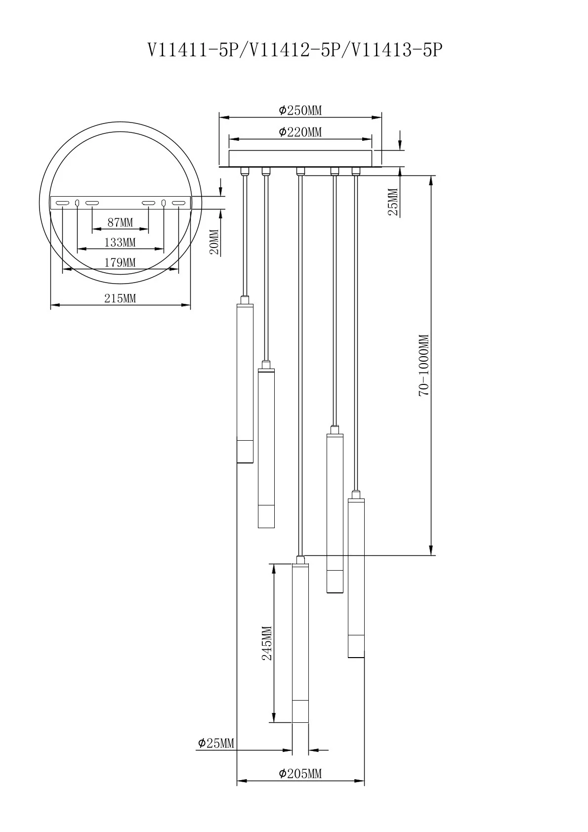 Светильник подвесной Moderli V11411-5P Stick