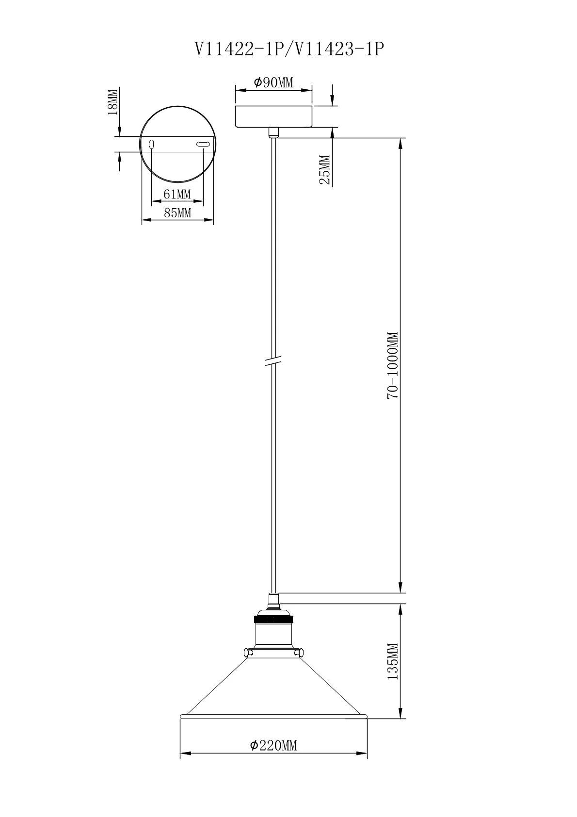 Светильник подвесной Moderli V11422-1P Night