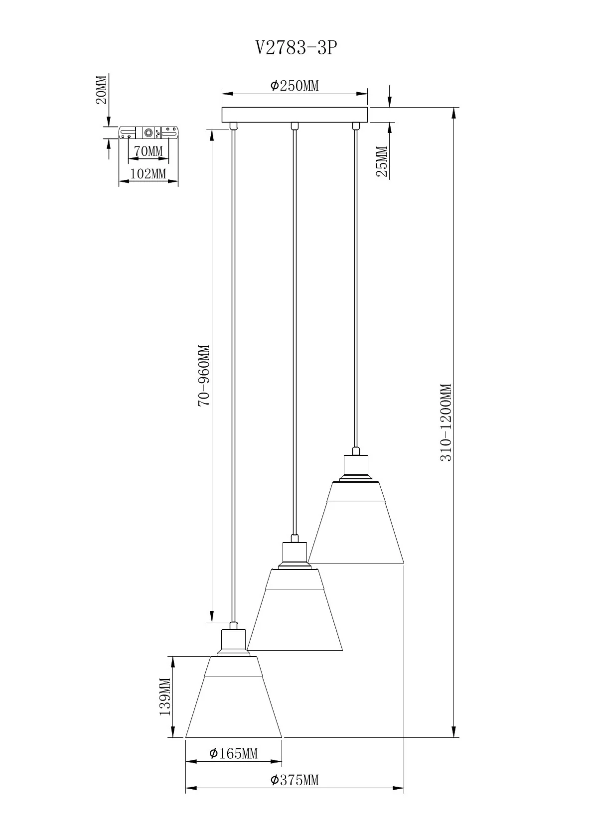 Подвесной светильник Moderli V2783-3P Brizzi