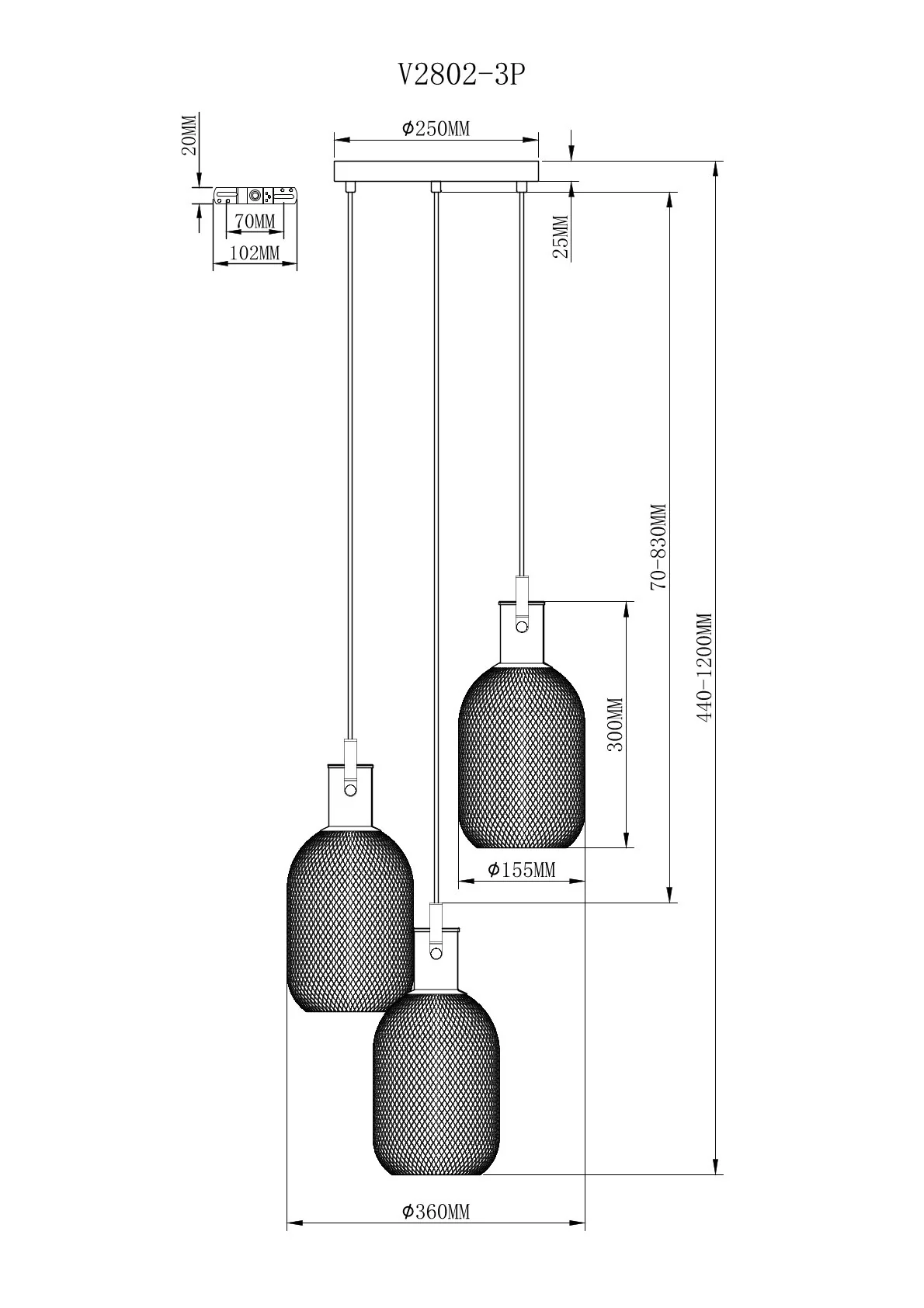 Подвесной светильник Moderli V2802-3P Alina