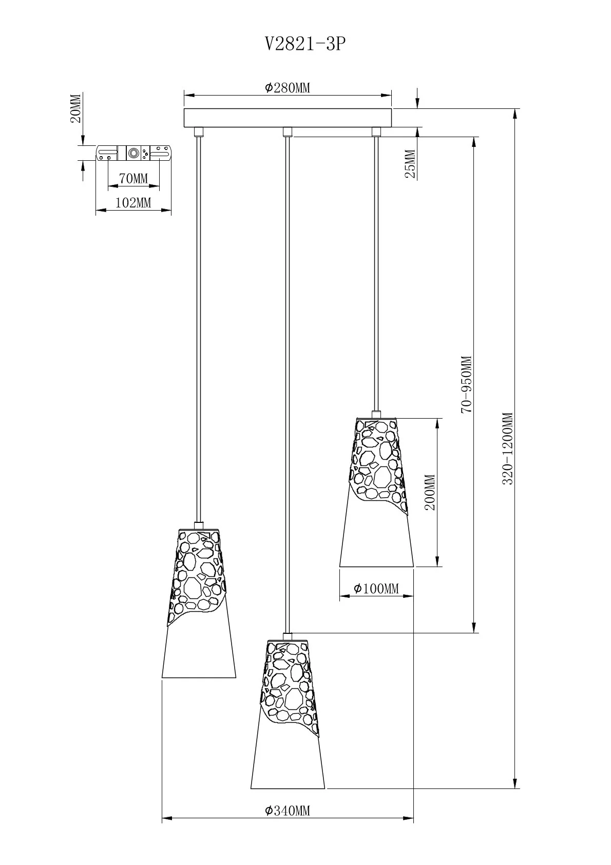 Подвесной светильник Moderli V2821-3P Natali