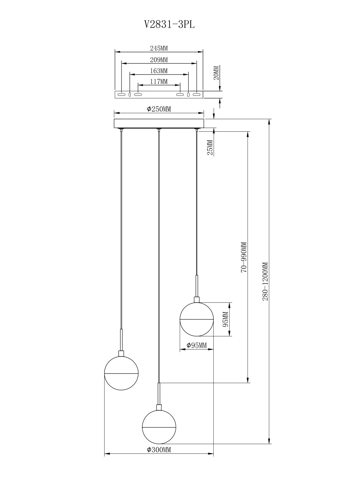 Подвесной светильник Moderli V2831-3PL Renata
