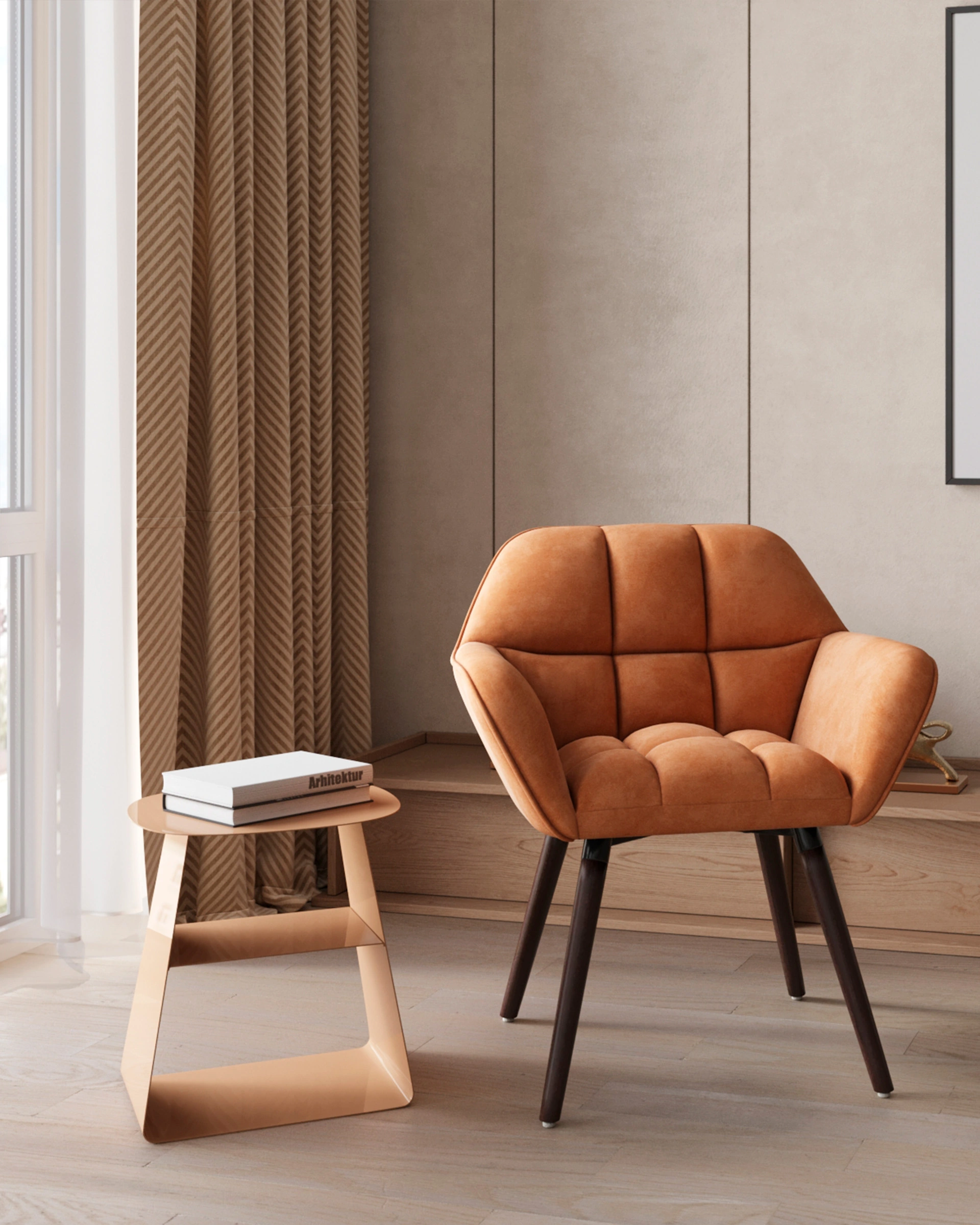 Кресло Брайан бежевый на деревянных ножках