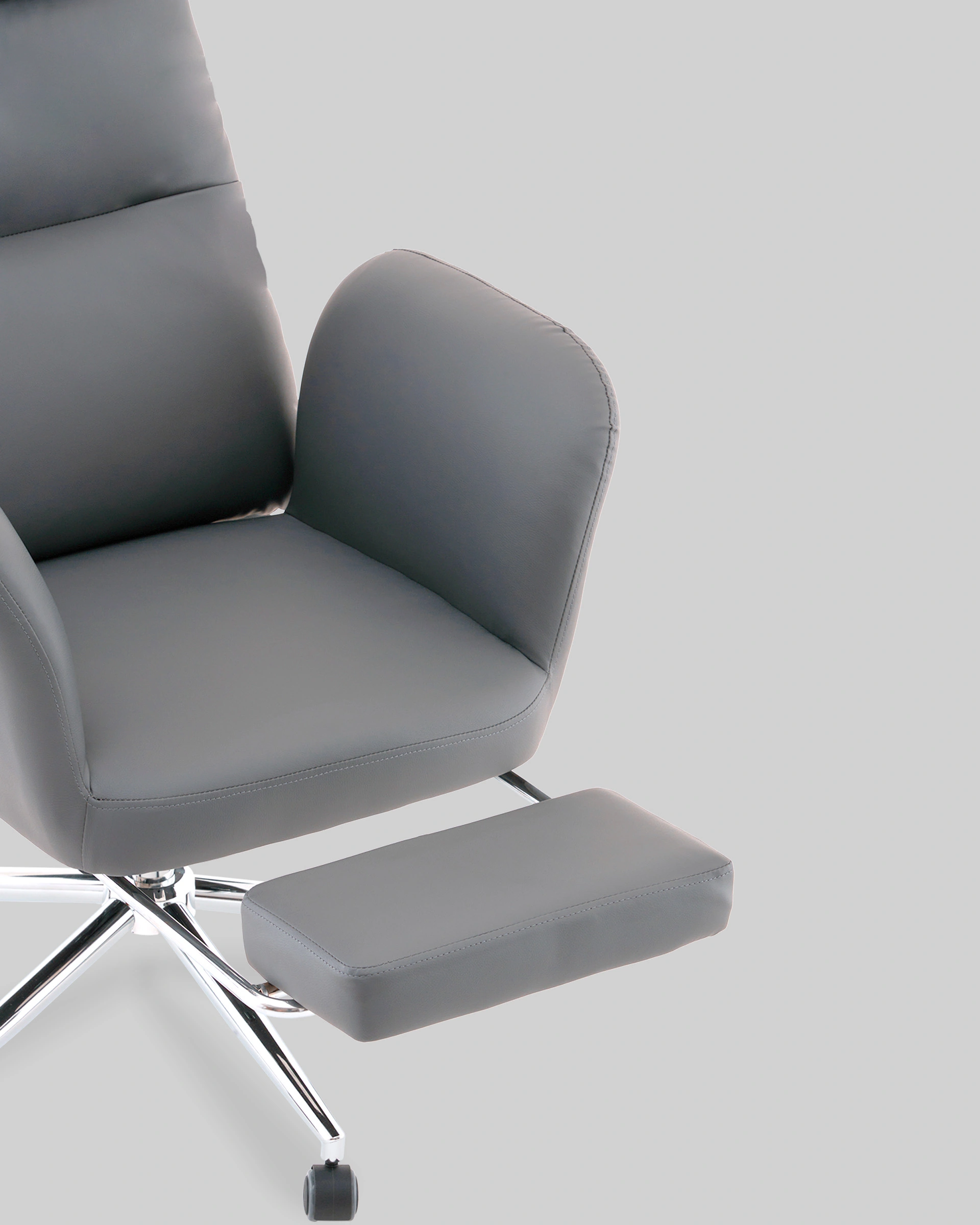Кресло руководителя TopChairs Solid с оттоманкой серый