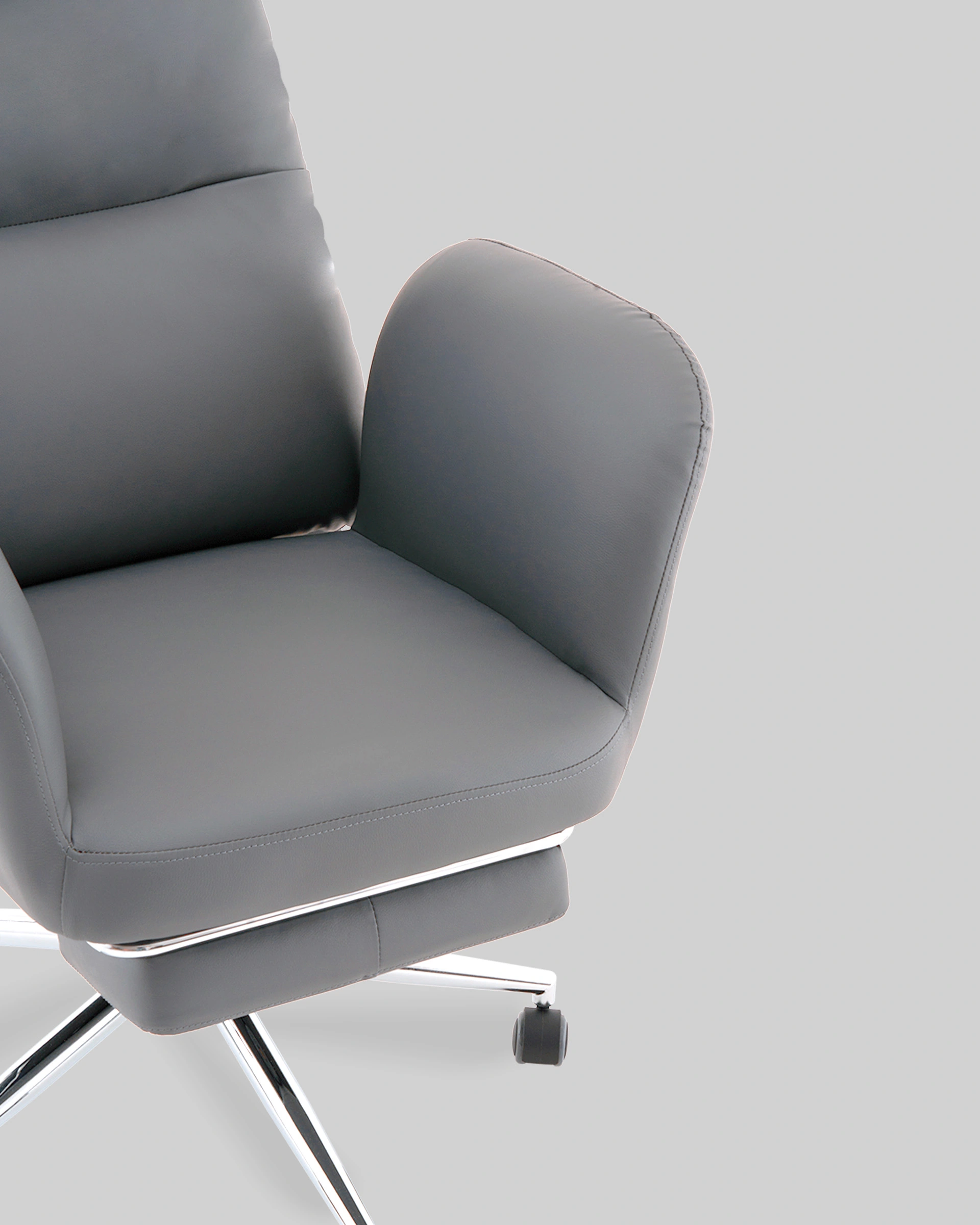 Кресло руководителя TopChairs Solid с оттоманкой серый