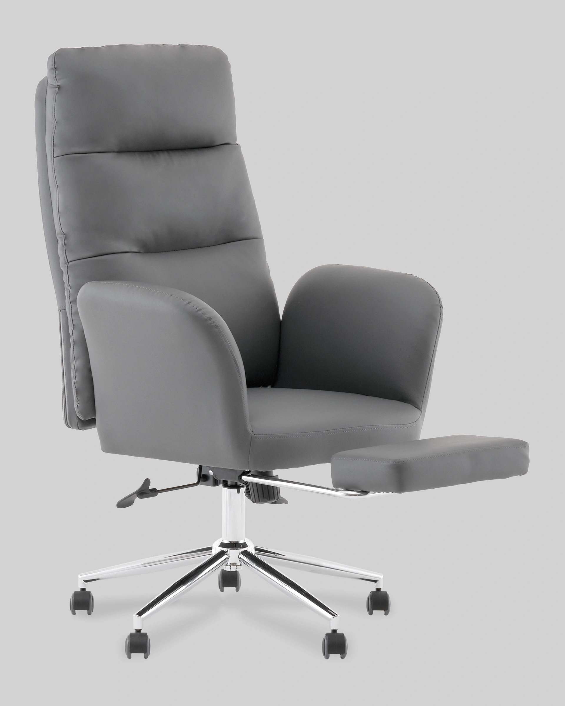 Кресло руководителя TopChairs Solid с оттоманкой серый