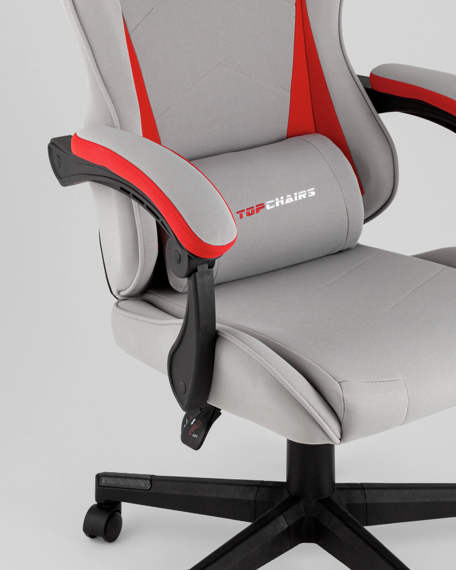 Кресло спортивное TopChairs Phantom ткань серо-красный