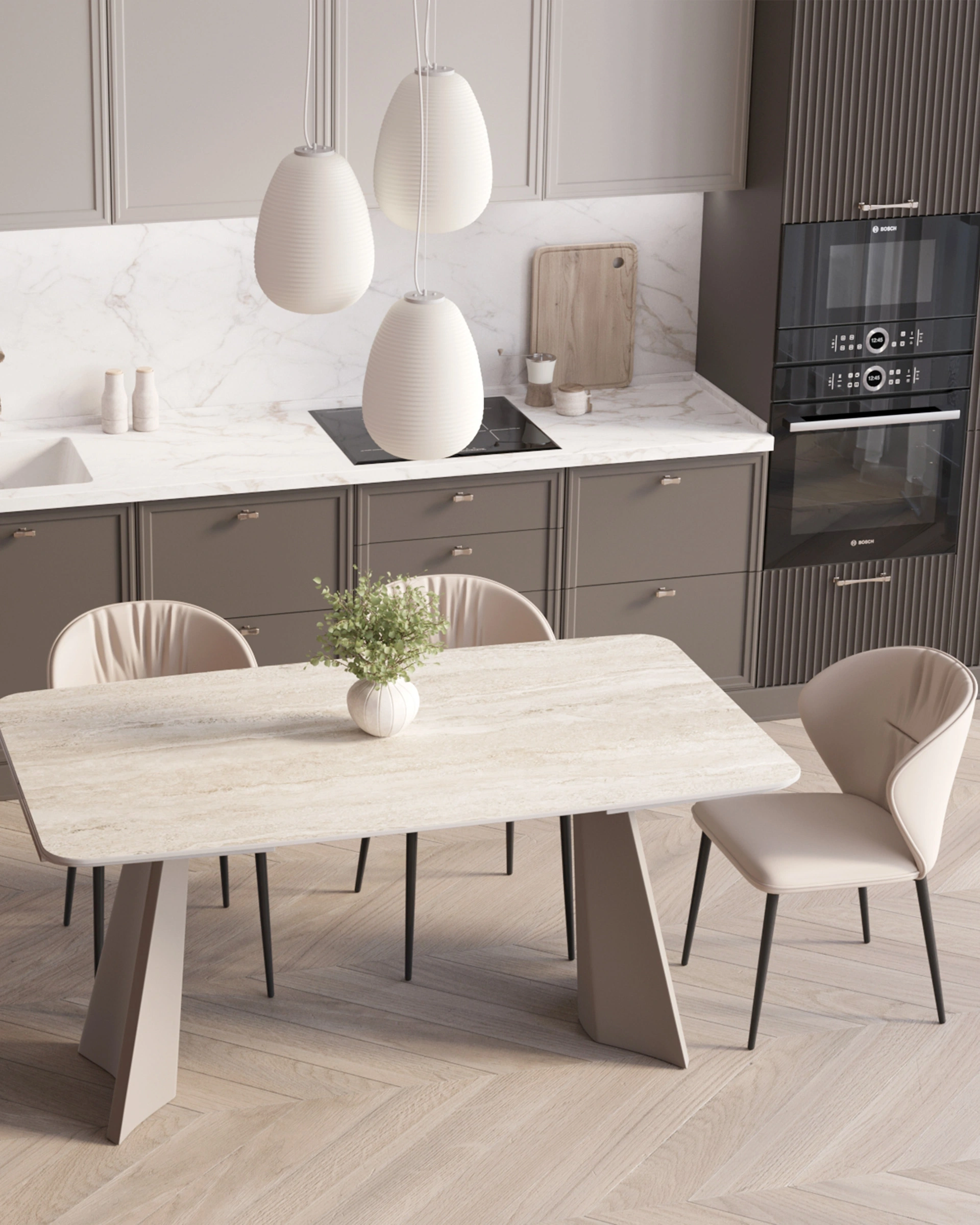 Стол обеденный Eliora 160-240*90 серая керамика