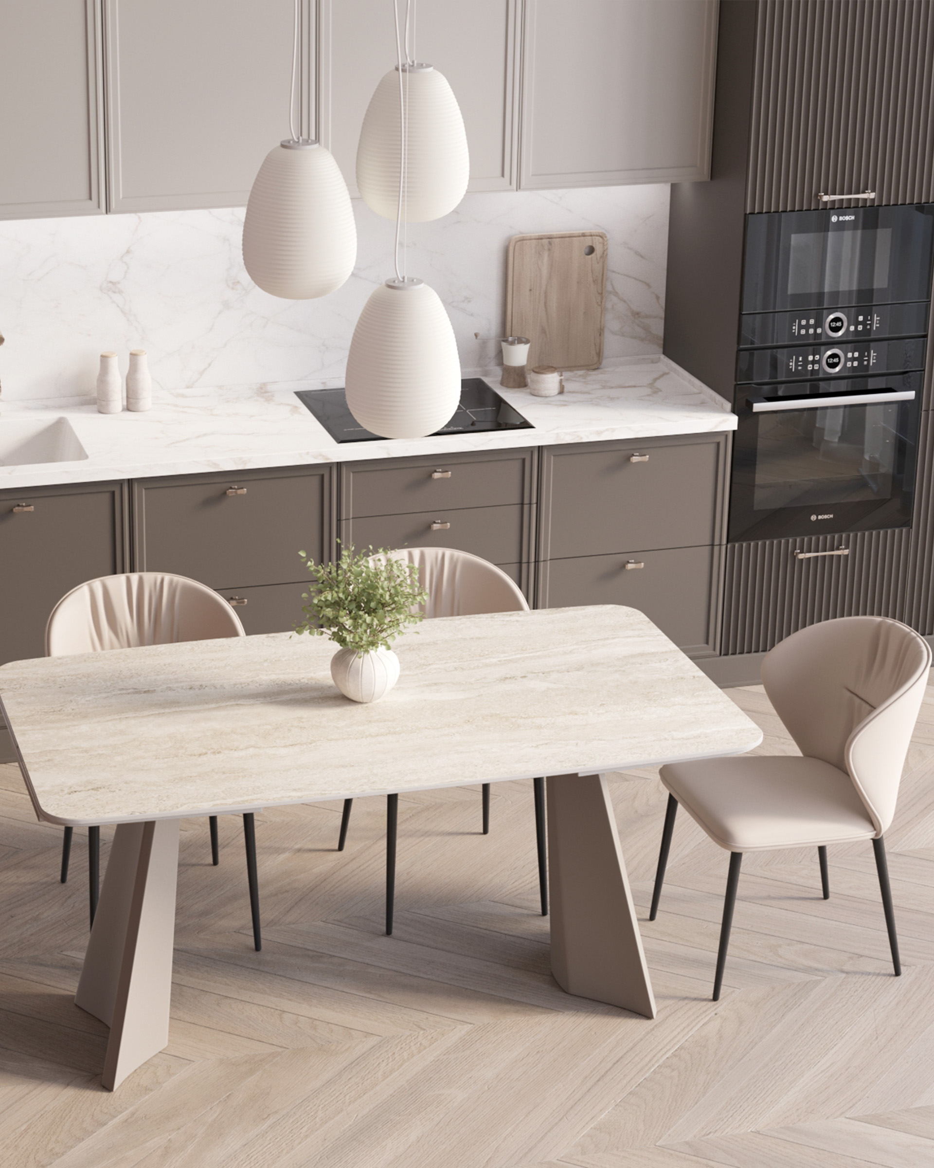 Стол обеденный Eliora 160-240*90 серая керамика