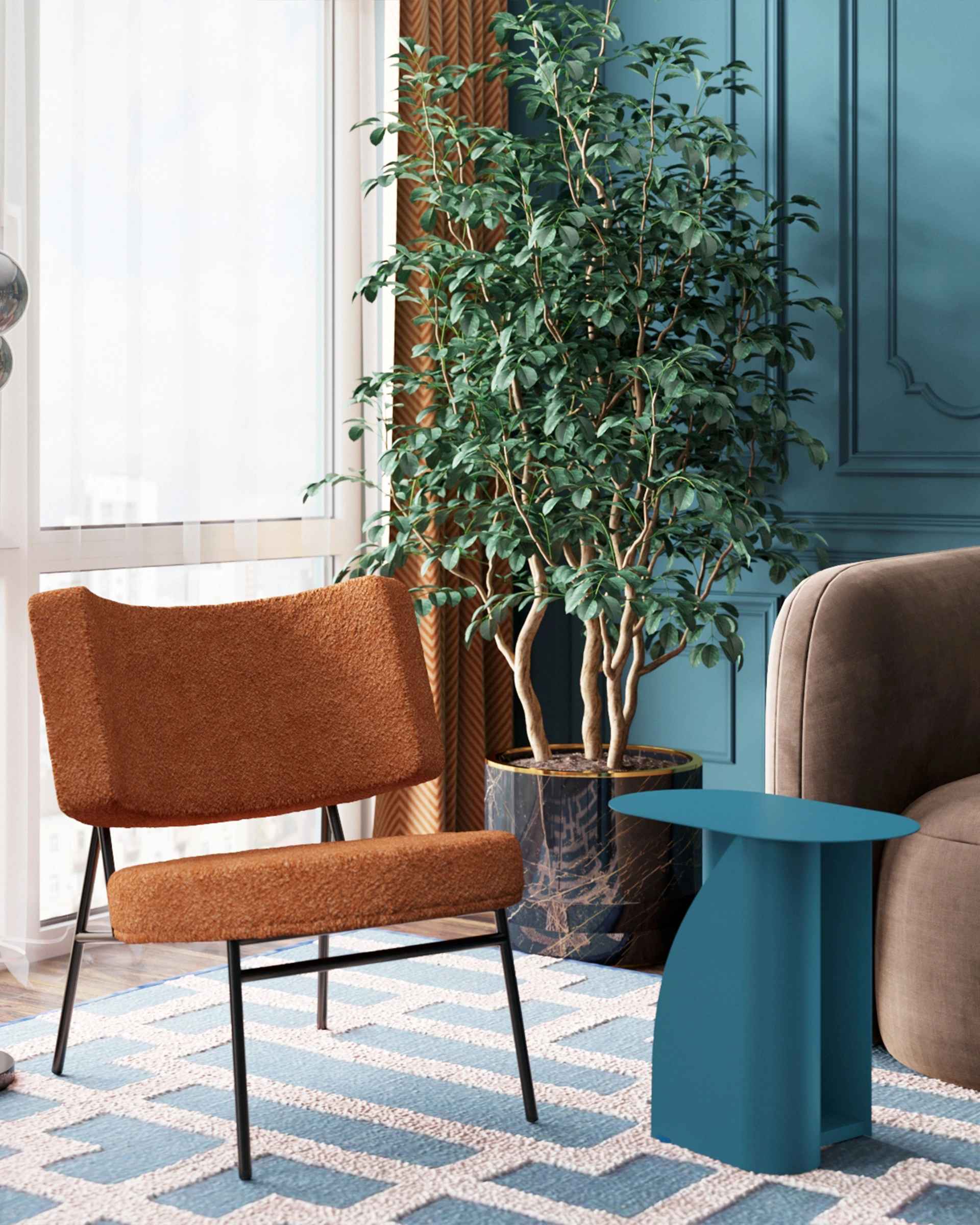 Журнальный столик Yvaine металл синий