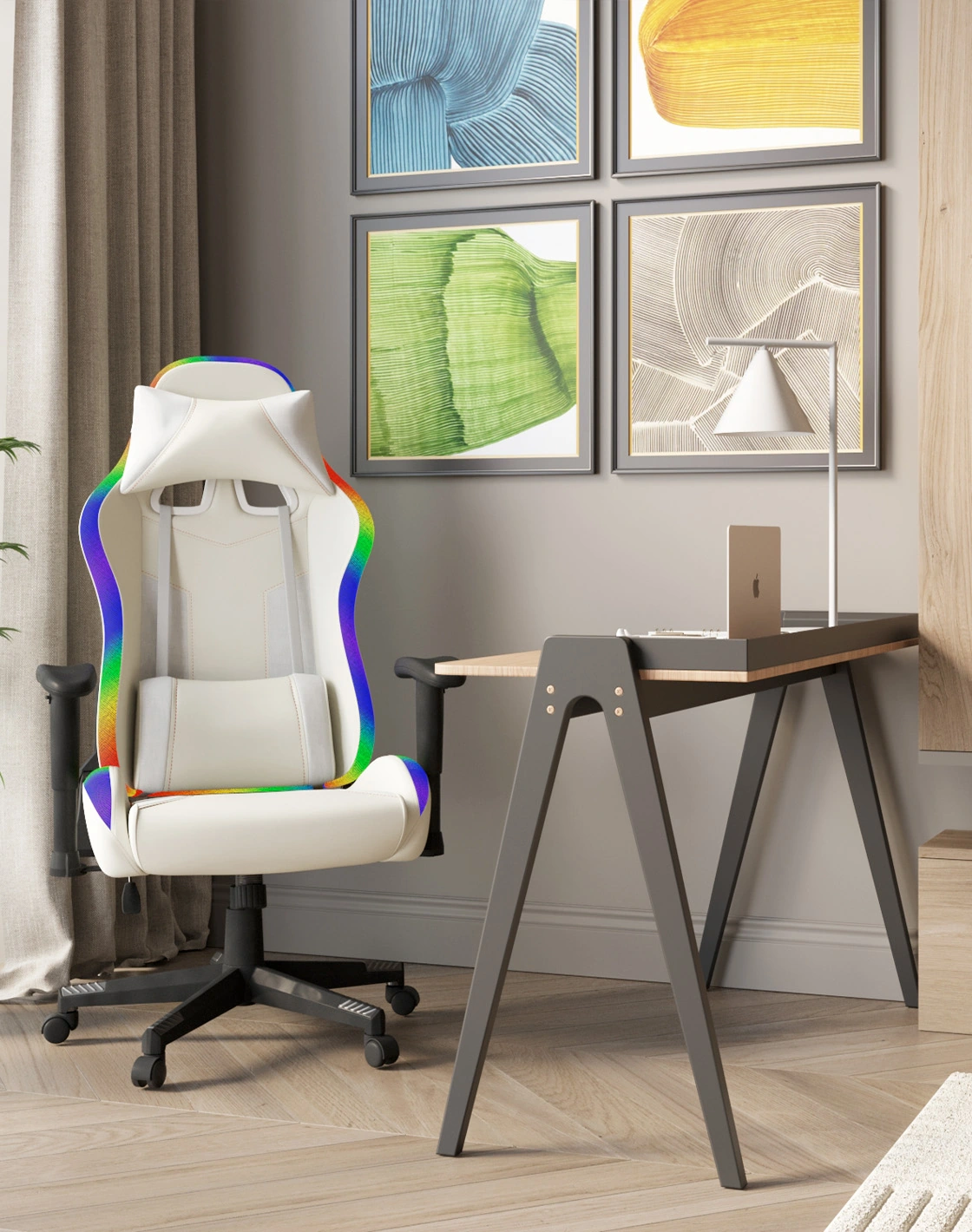 Кресло спортивное с подсветкой TopChairs GMM-080 белый