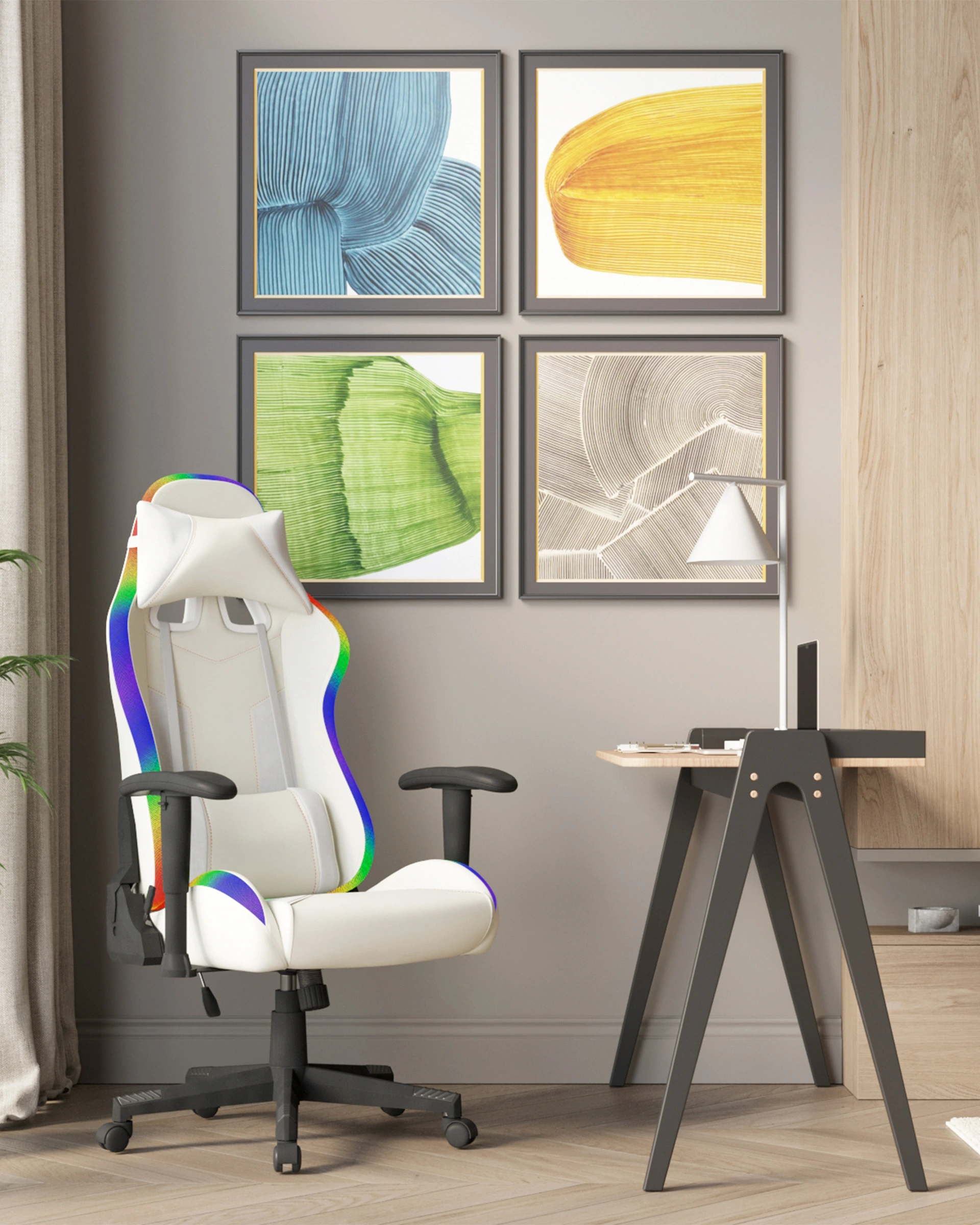 Кресло спортивное с подсветкой TopChairs GMM-080 белый