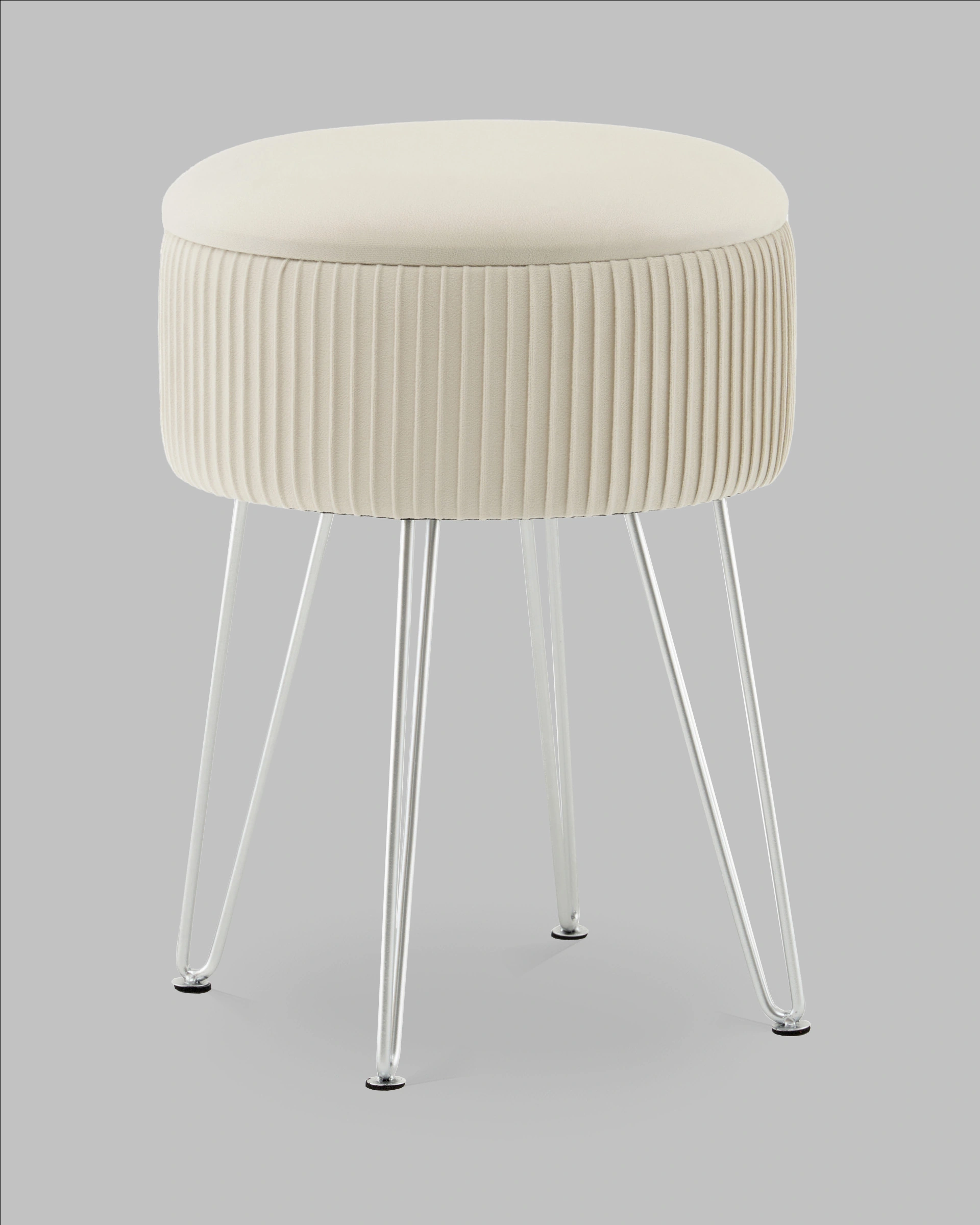 Пуф-столик Астор бежевый серебряные ножки