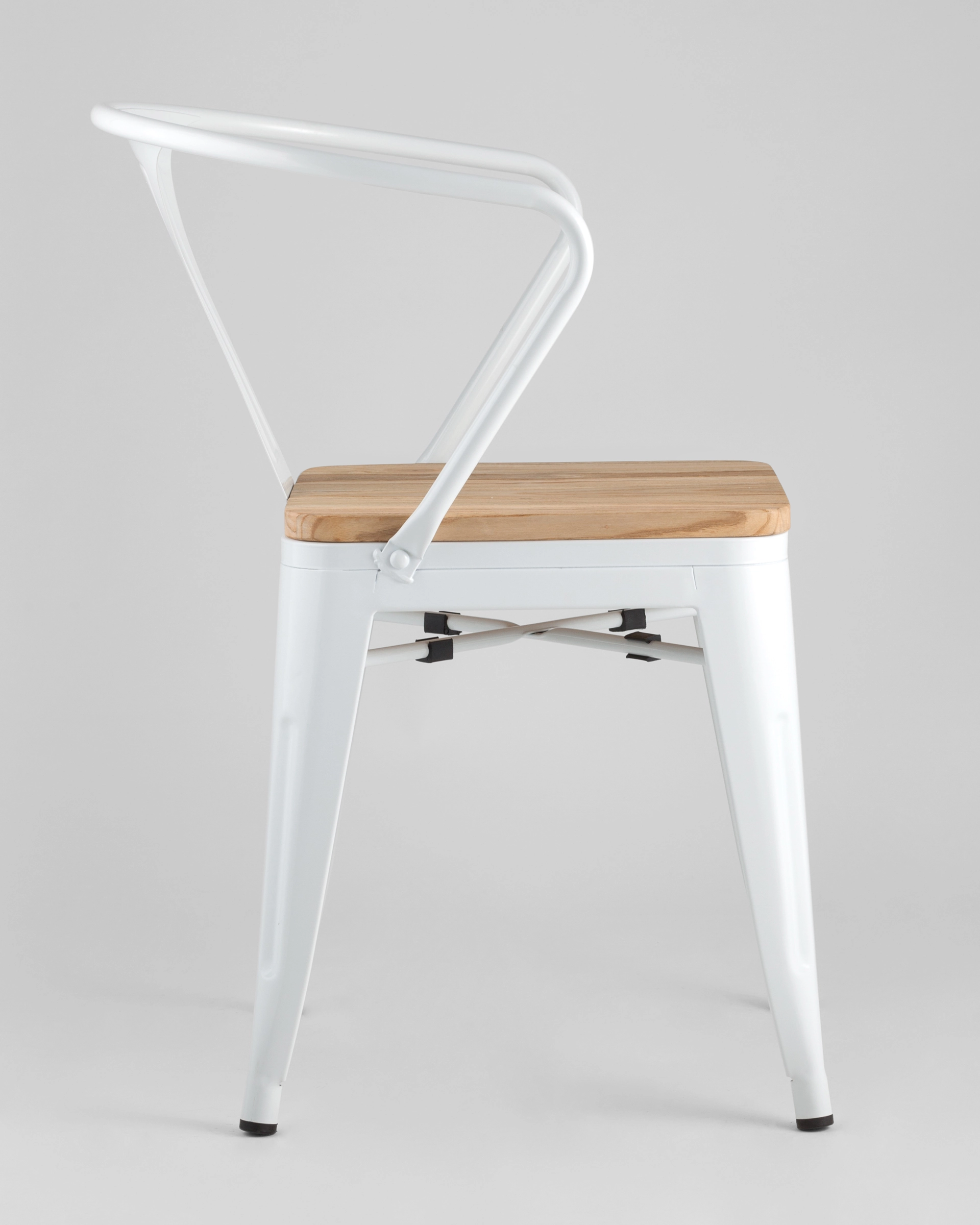Стул TOLIX ARM WOOD белый глянцевый + светлое дерево 4 шт.