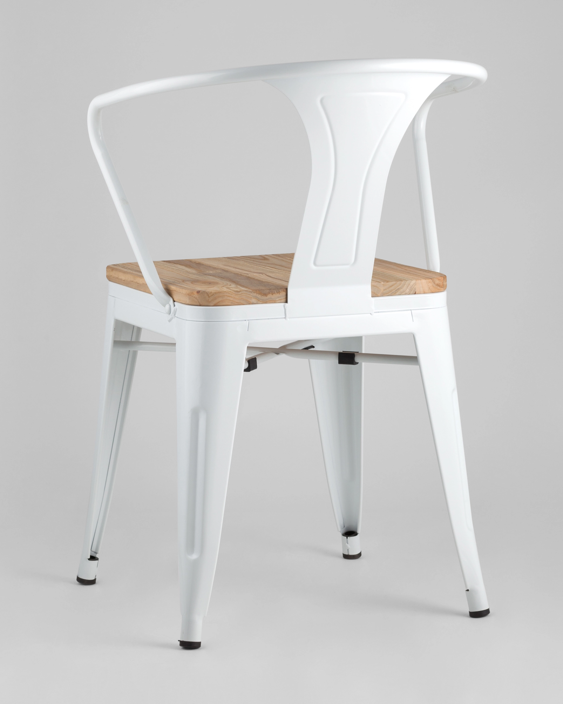 Стул TOLIX ARM WOOD белый глянцевый + светлое дерево 4 шт.