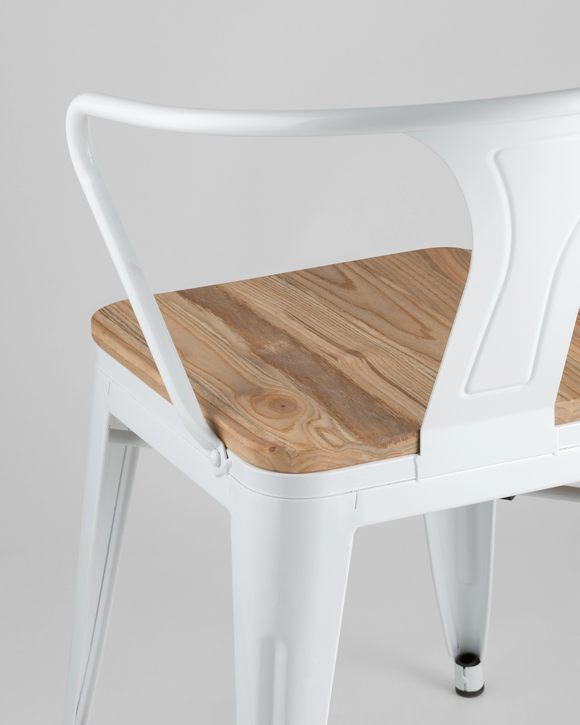 Стул TOLIX ARM WOOD белый глянцевый + светлое дерево 4 шт.