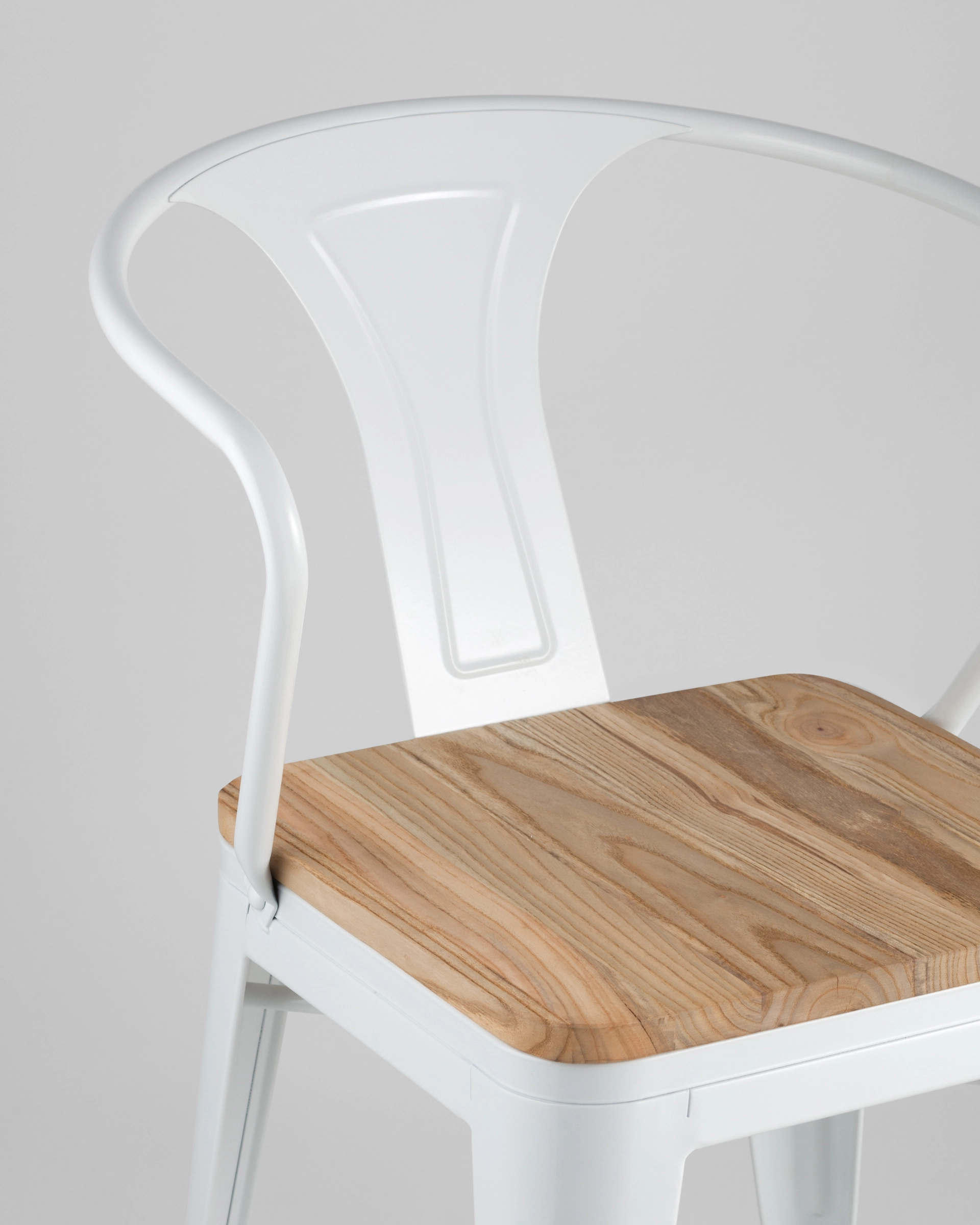 Стул TOLIX ARM WOOD белый глянцевый + светлое дерево 4 шт.