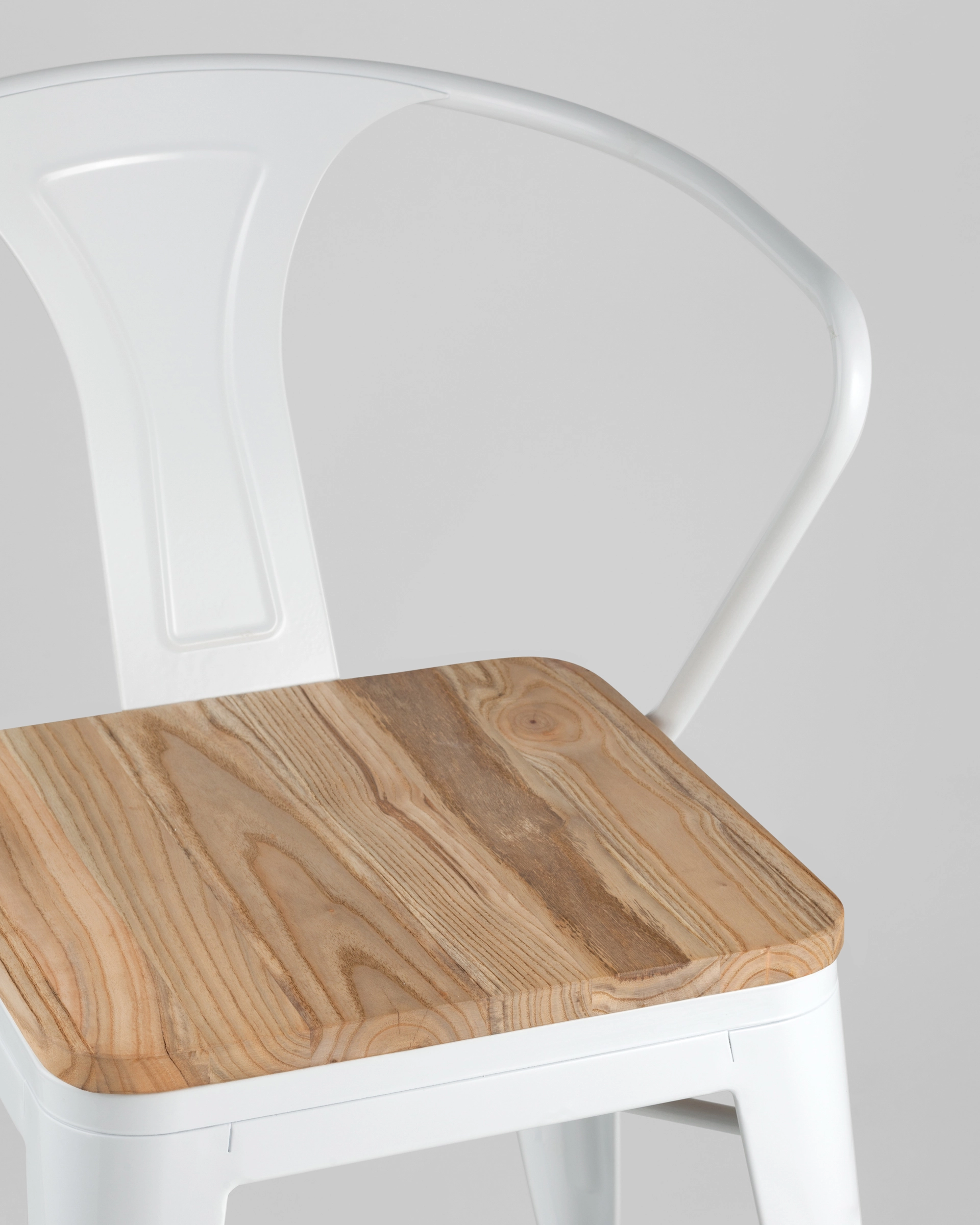 Стул TOLIX ARM WOOD белый глянцевый + светлое дерево 4 шт.