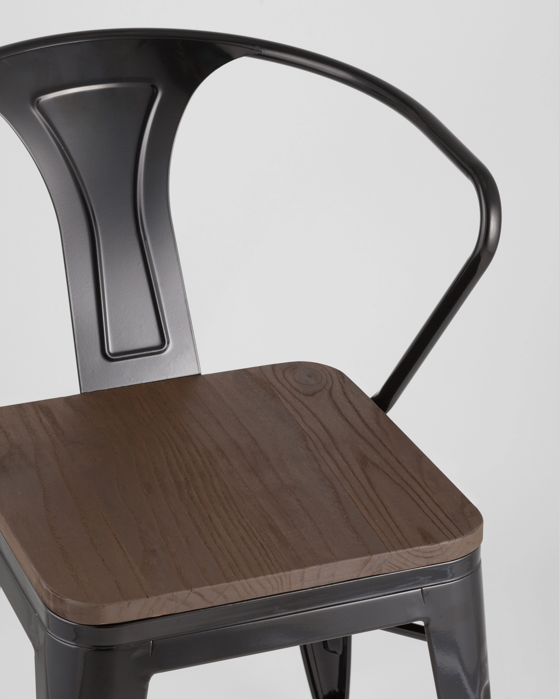 Стул TOLIX ARM WOOD черный глянцевый + темное дерево 4 шт.