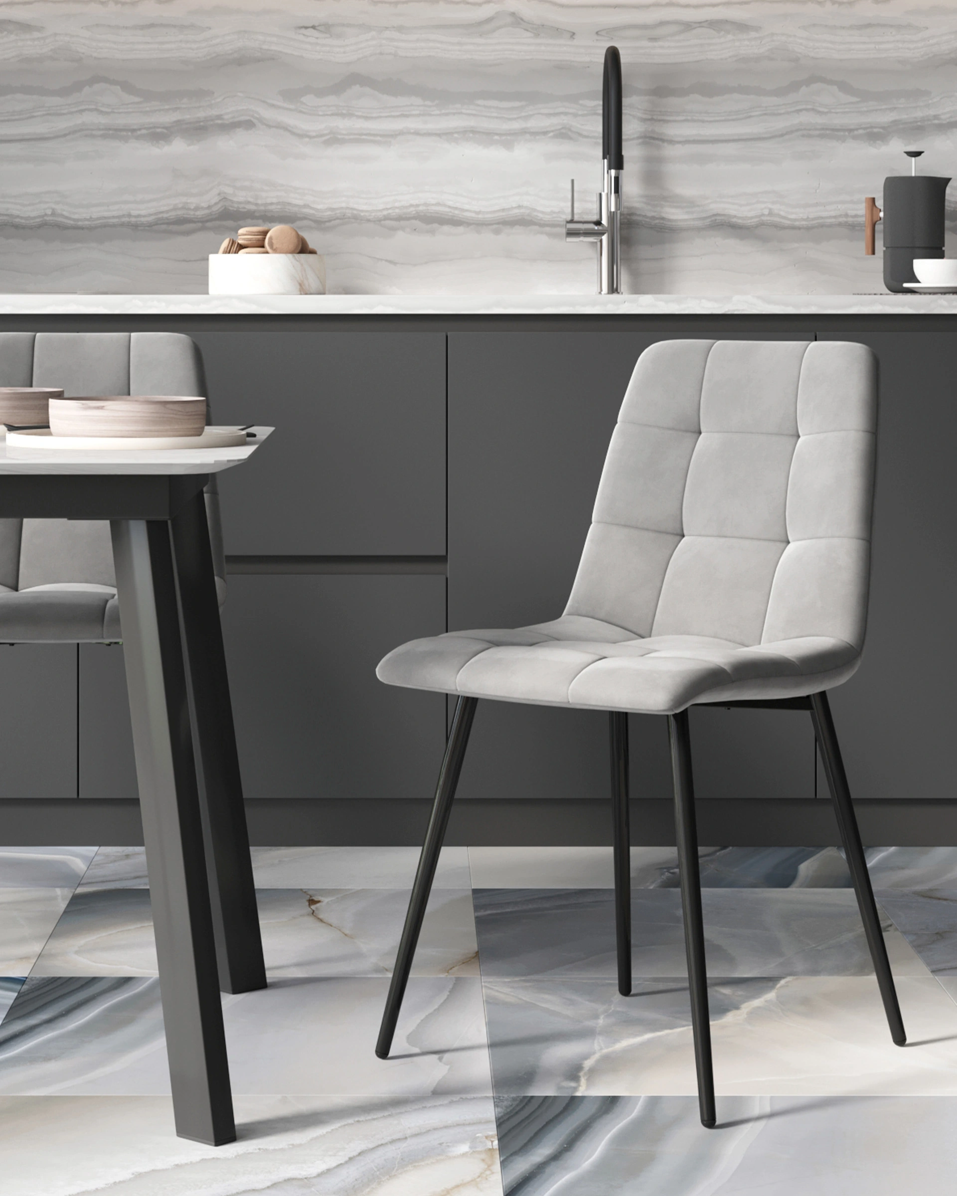 Стул Одди NEW велюр светло-серый