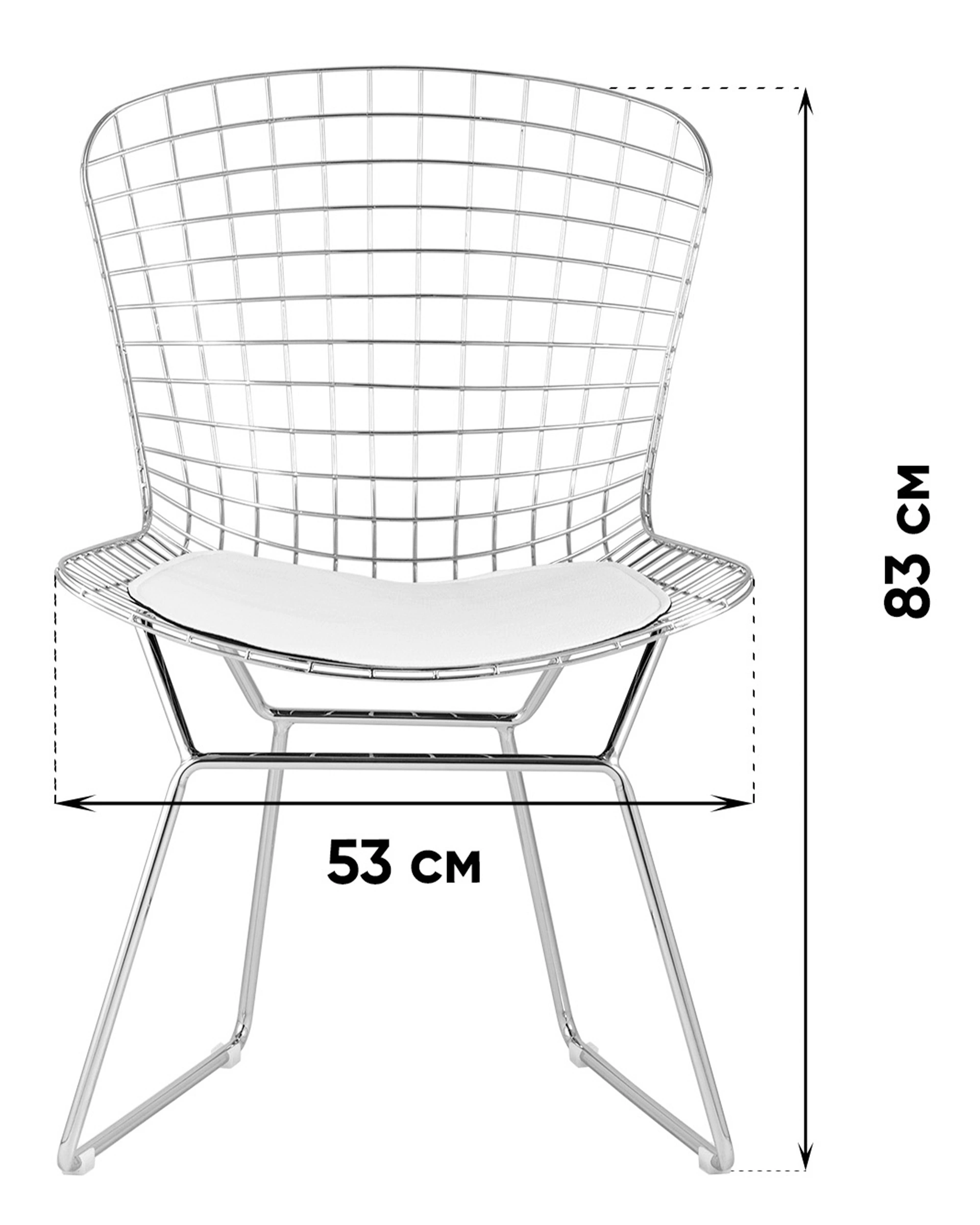Стул обеденный Bertoia хромированный с черной подушкой 2 шт