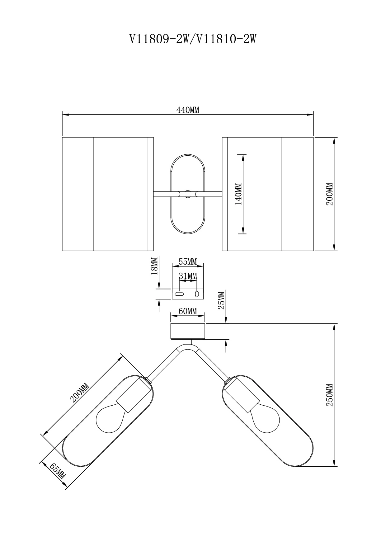 Светильник настенный Moderli V11809-2W Metalicana
