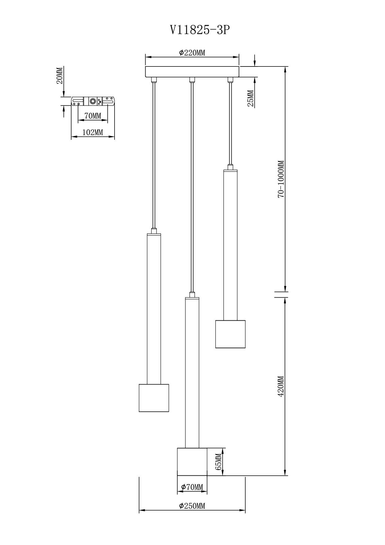 Светильник подвесной Moderli V11825-3P Malet