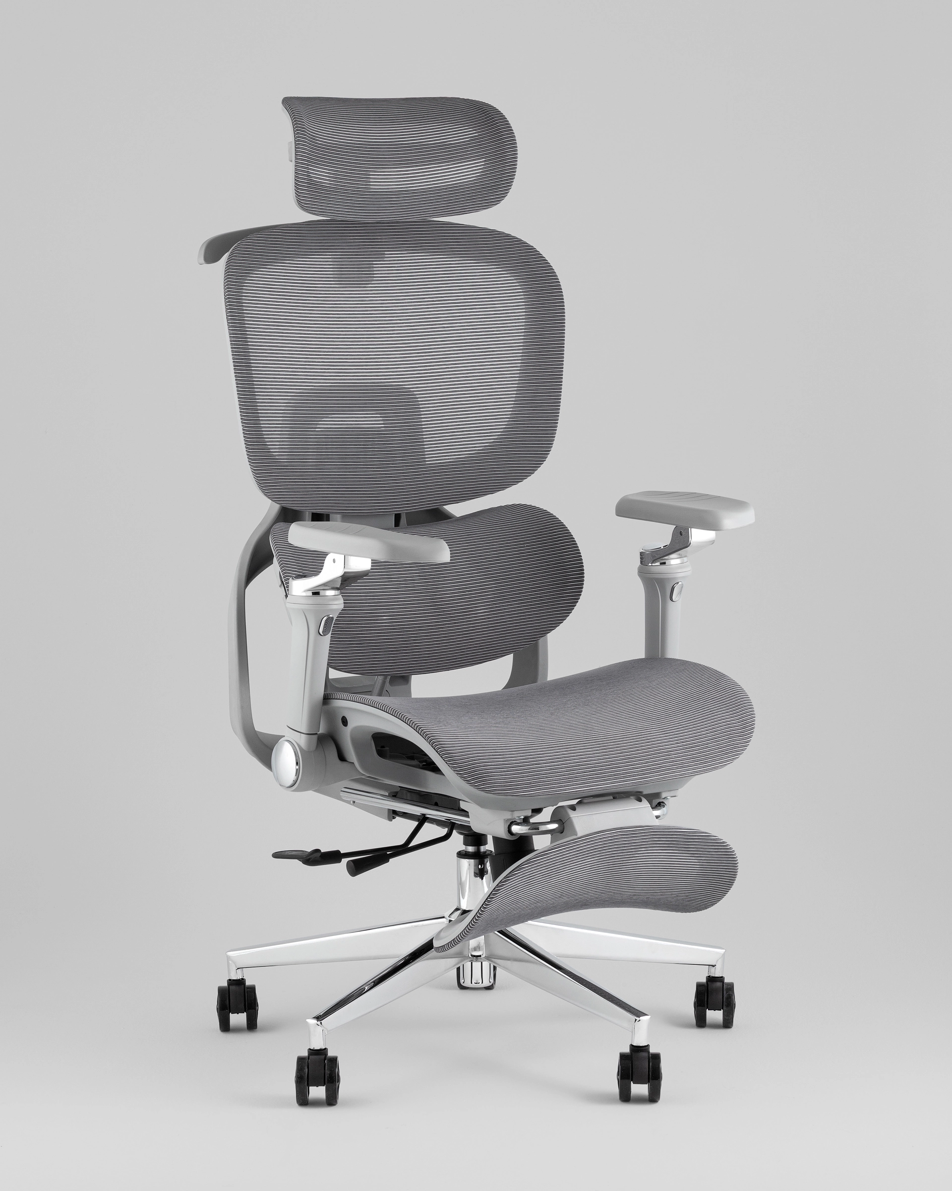 Кресло офисное TopChairs Prodigy с оттоманкой серый