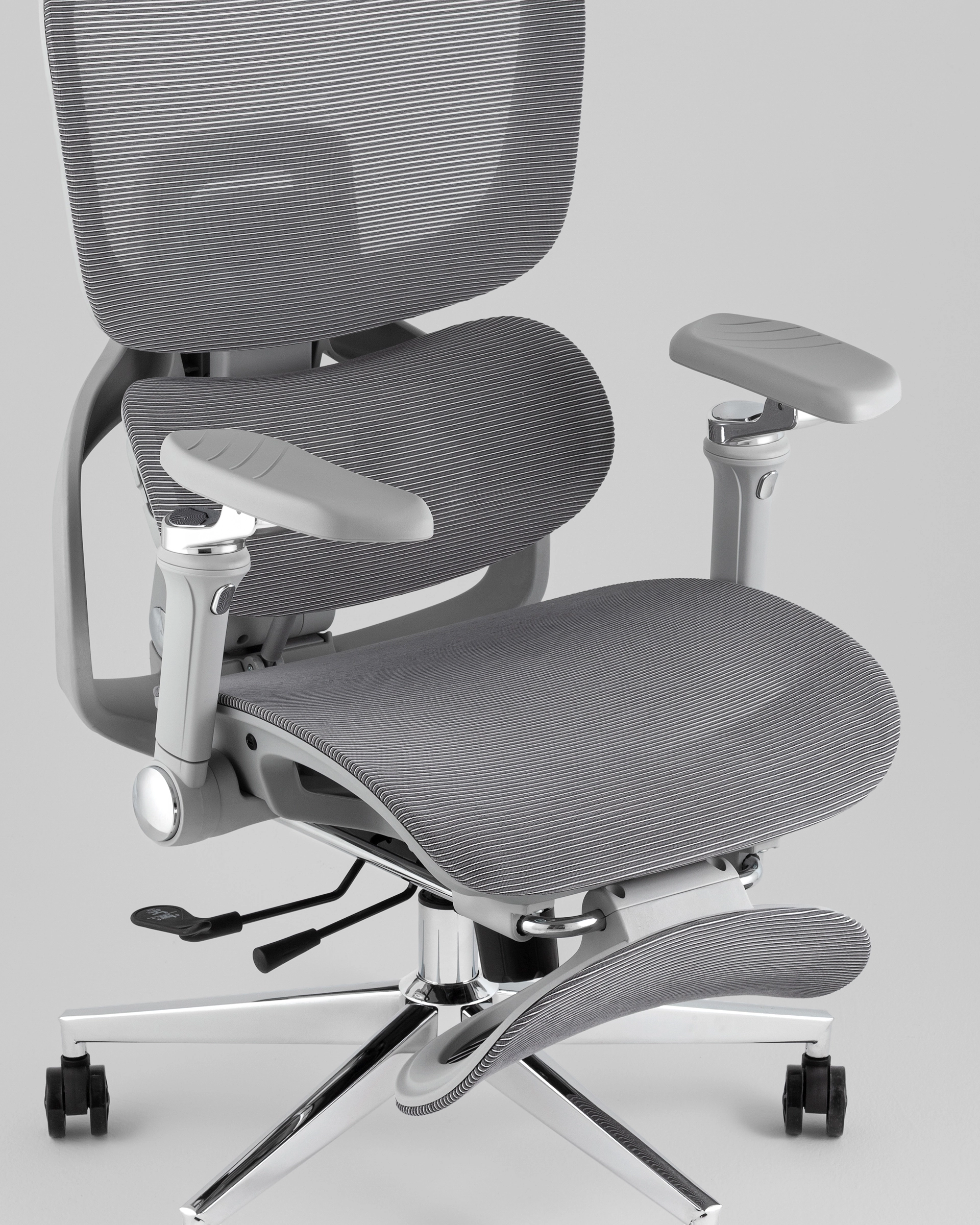 Кресло офисное TopChairs Prodigy с оттоманкой серый