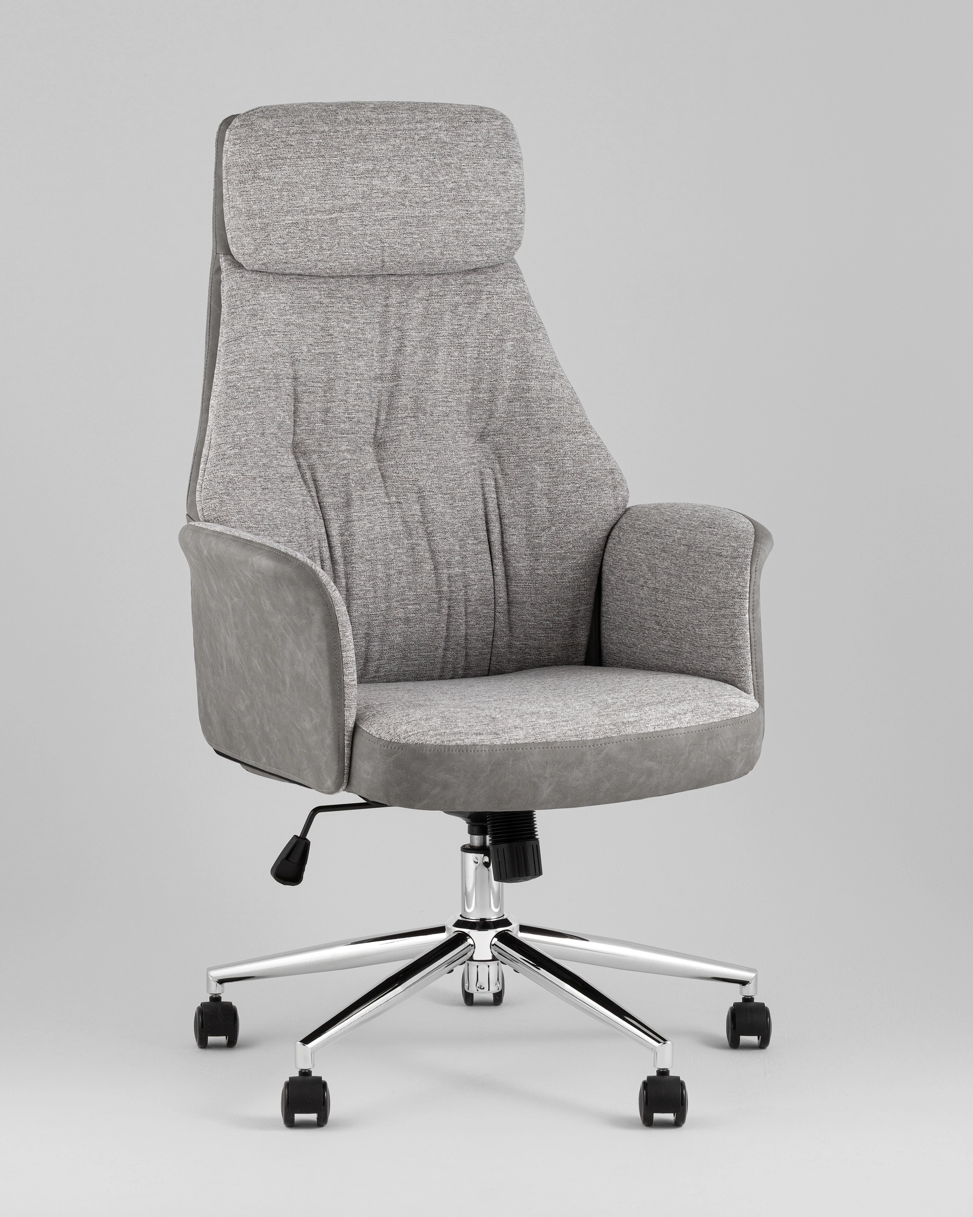 Кресло офисное TopChairs Neoma светло-серый экокожа ткань