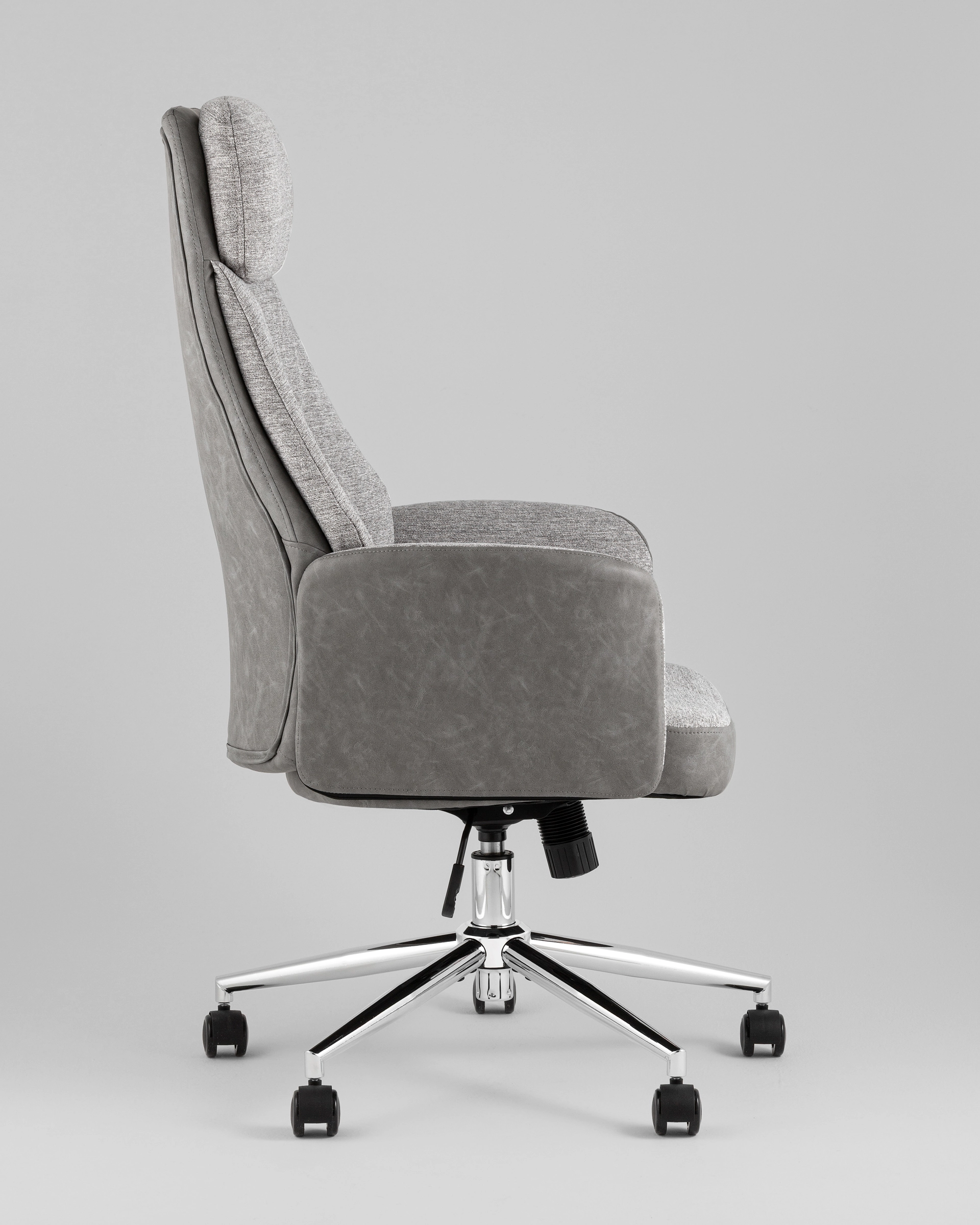 Кресло офисное TopChairs Neoma светло-серый экокожа ткань