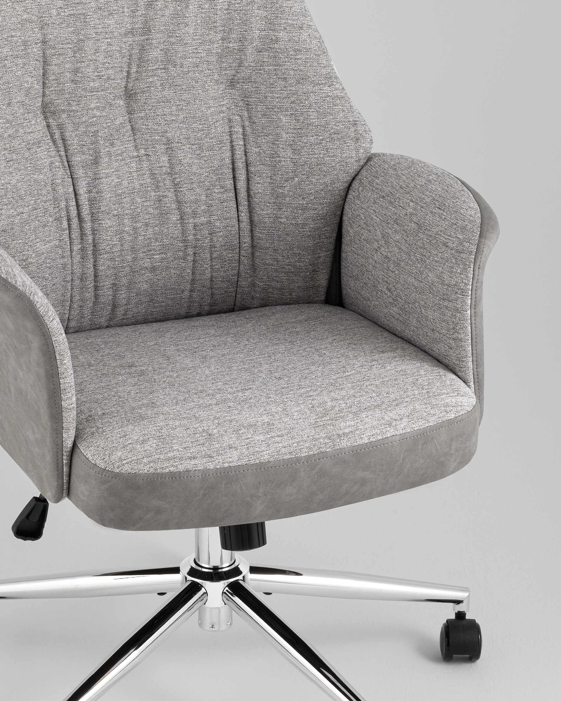 Кресло офисное TopChairs Neoma светло-серый экокожа ткань