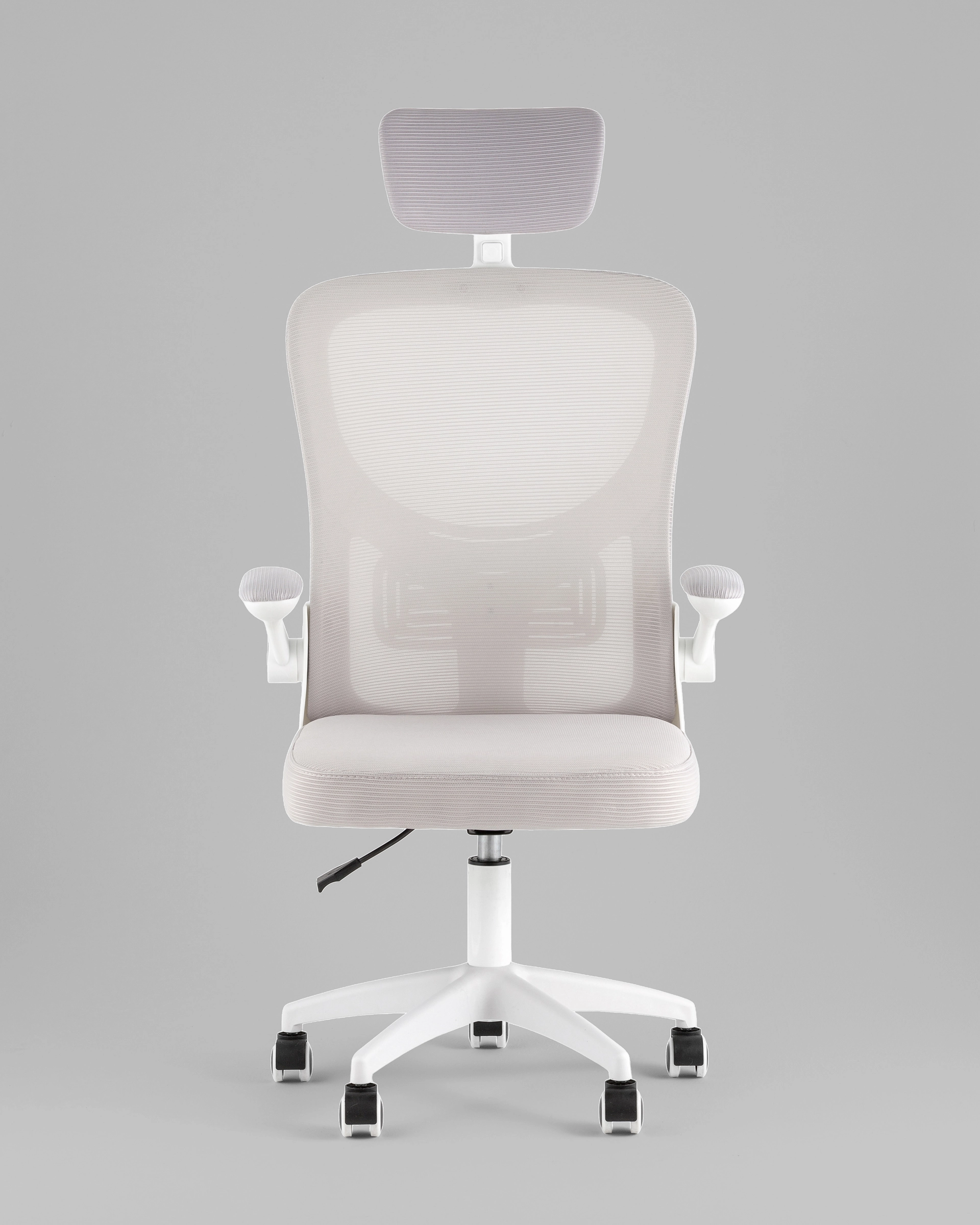 Кресло офисное TopChairs Core серый с подголовником пластик белый