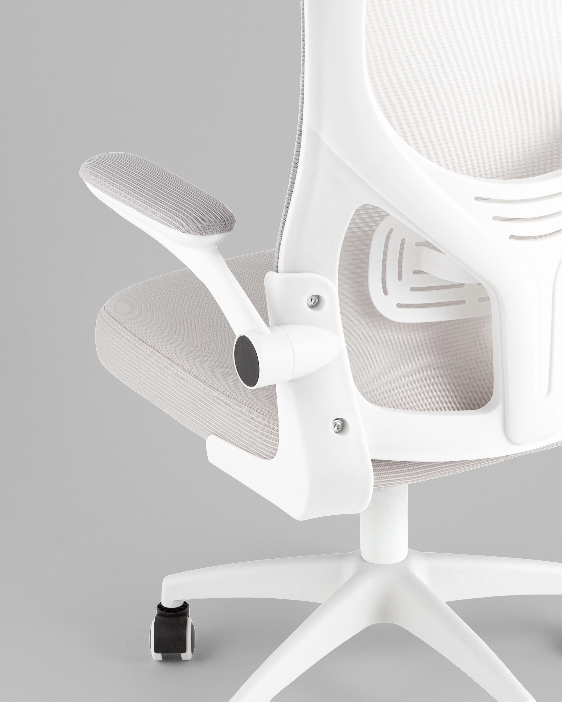 Кресло офисное TopChairs Core серый с подголовником пластик белый