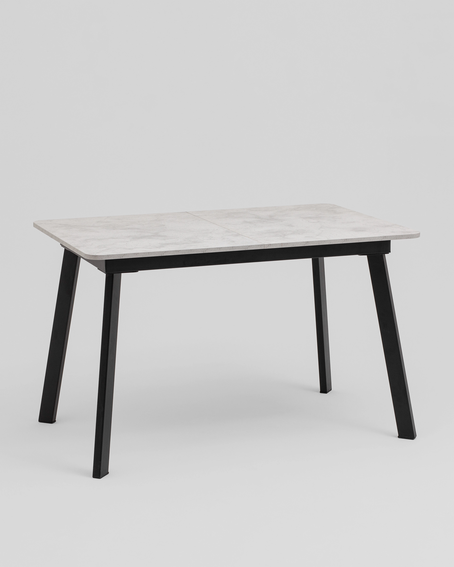 Стол Batu new 120-160/80/76, столешница ЛМДФ, ароза светлая, подстолье металл черный